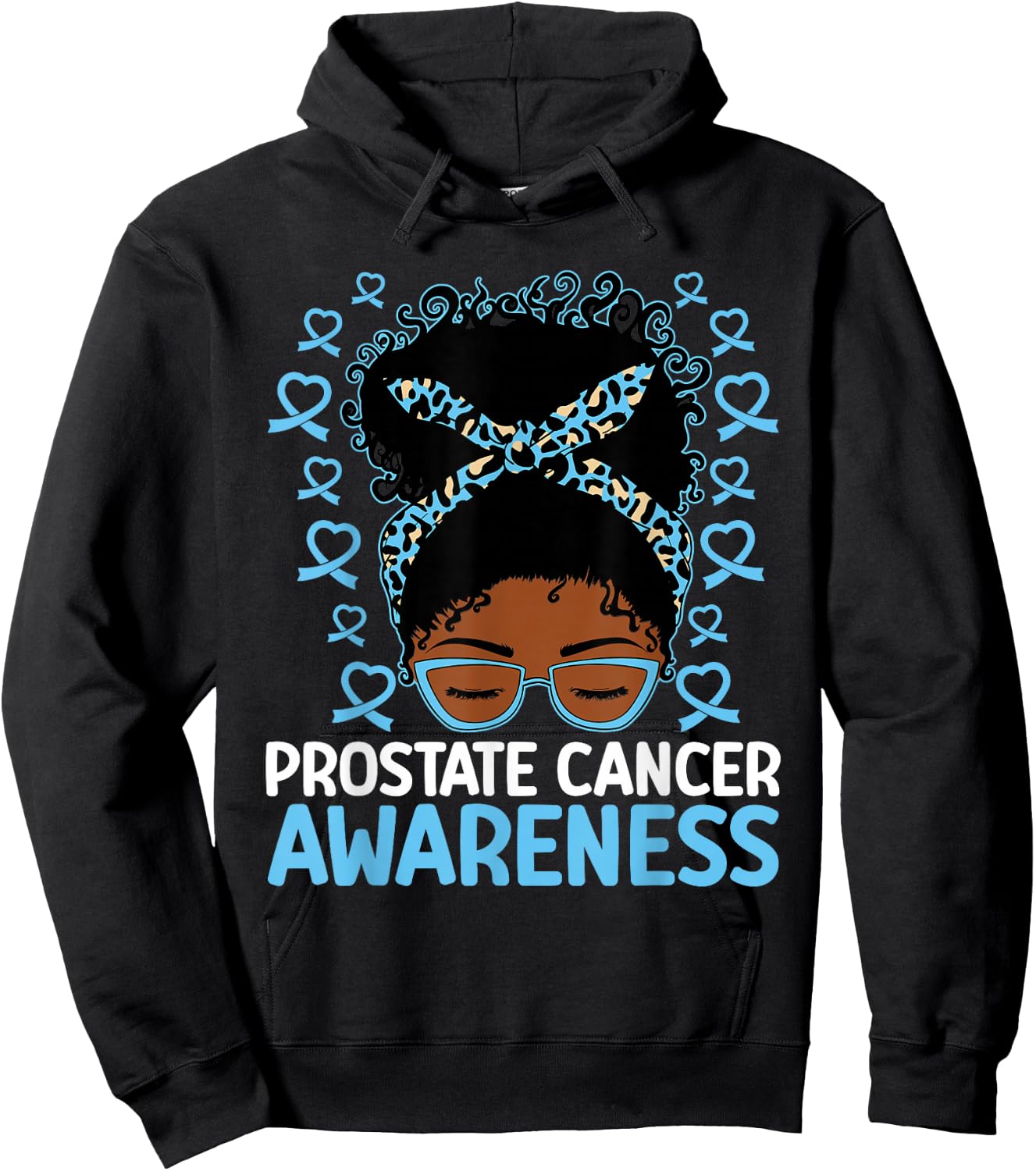 Prostate Cancer Awareness African American Messy Bun Hoodie - Hoodie | Black