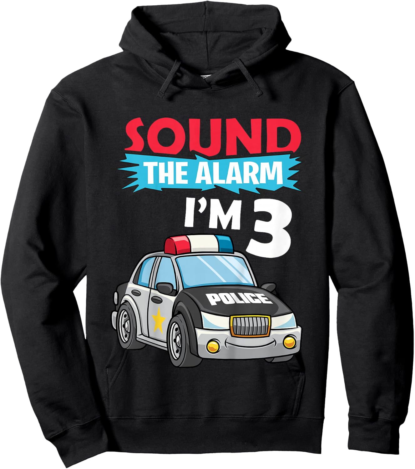 Kids Birthday Boy Shirt 3 Years Old Police Car Policeman Cop Hoodie - Hoodie | Black
