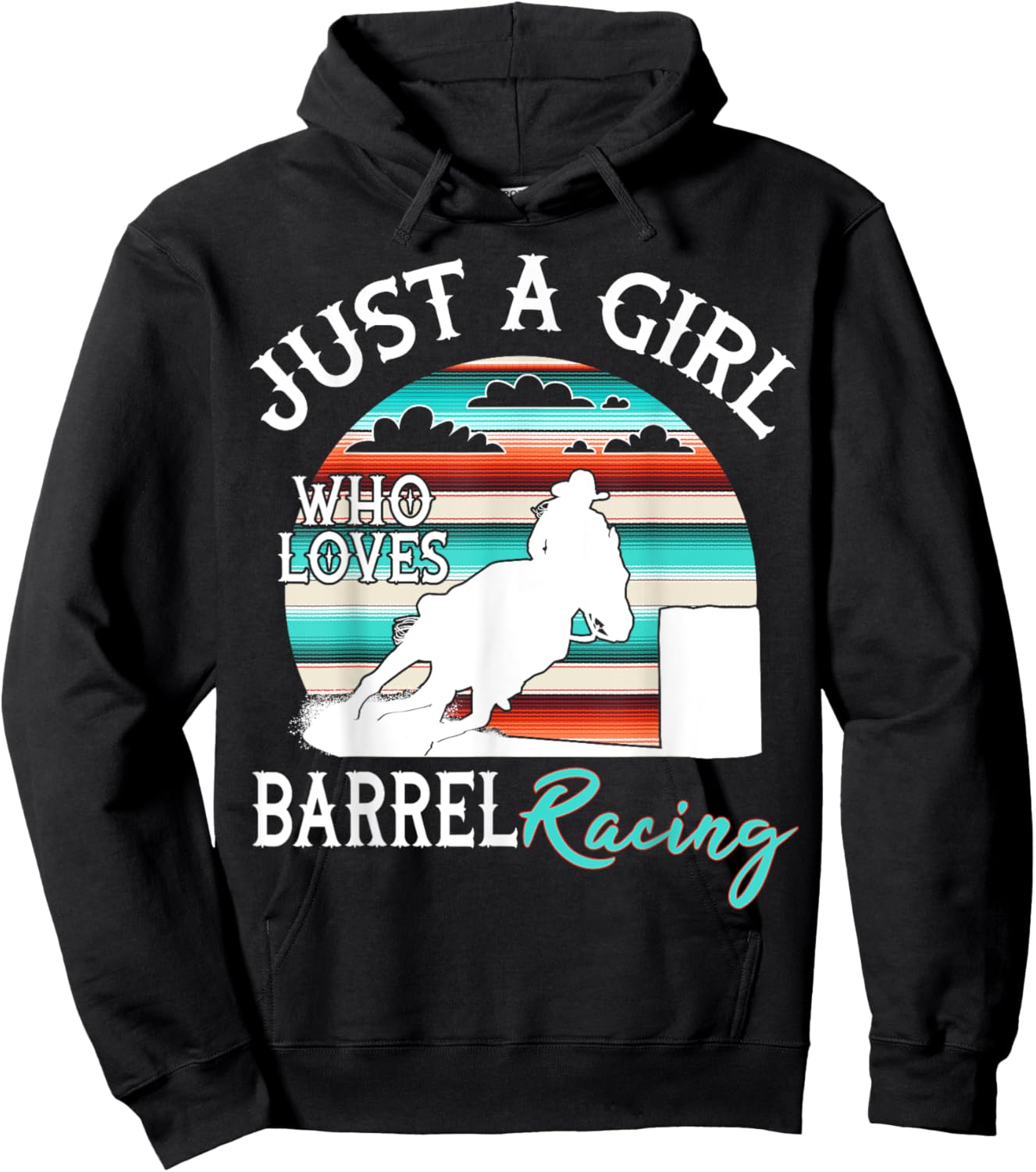 Serape Sunset Horse Barrel Racing Western Rodeo Cowgirl Hoodie - Hoodie | Black