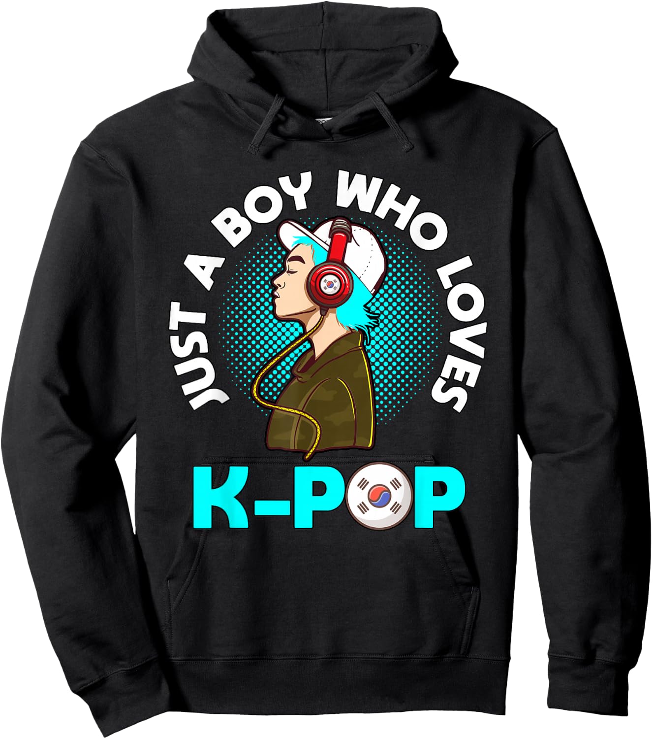 Just A Boy Who Loves K-Pop Outfit K-Pop Gift KPop Hoodie - Hoodie | Black