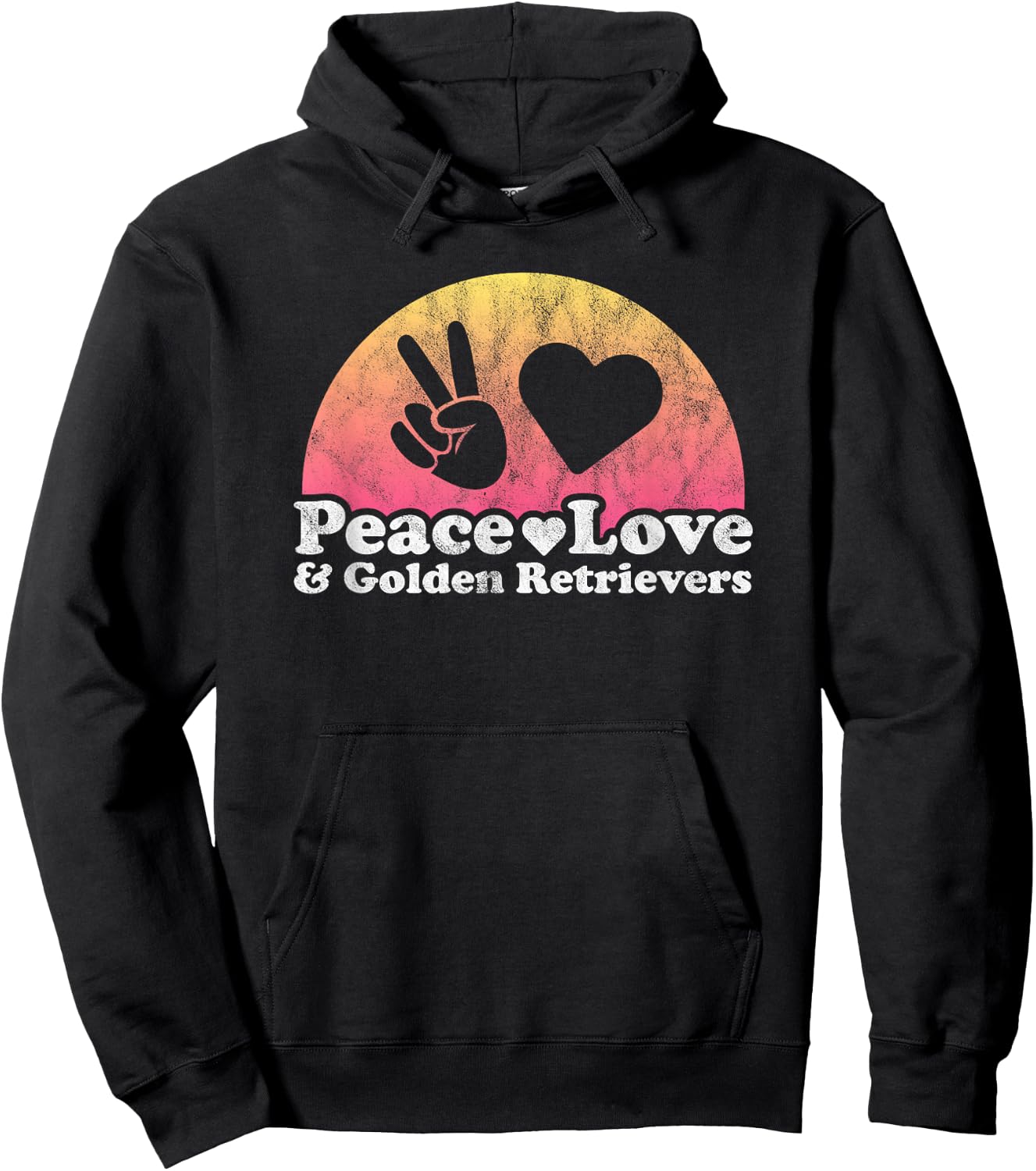 Peace Love and Golden Retrievers Golden Retriever Hoodie - Hoodie | Black