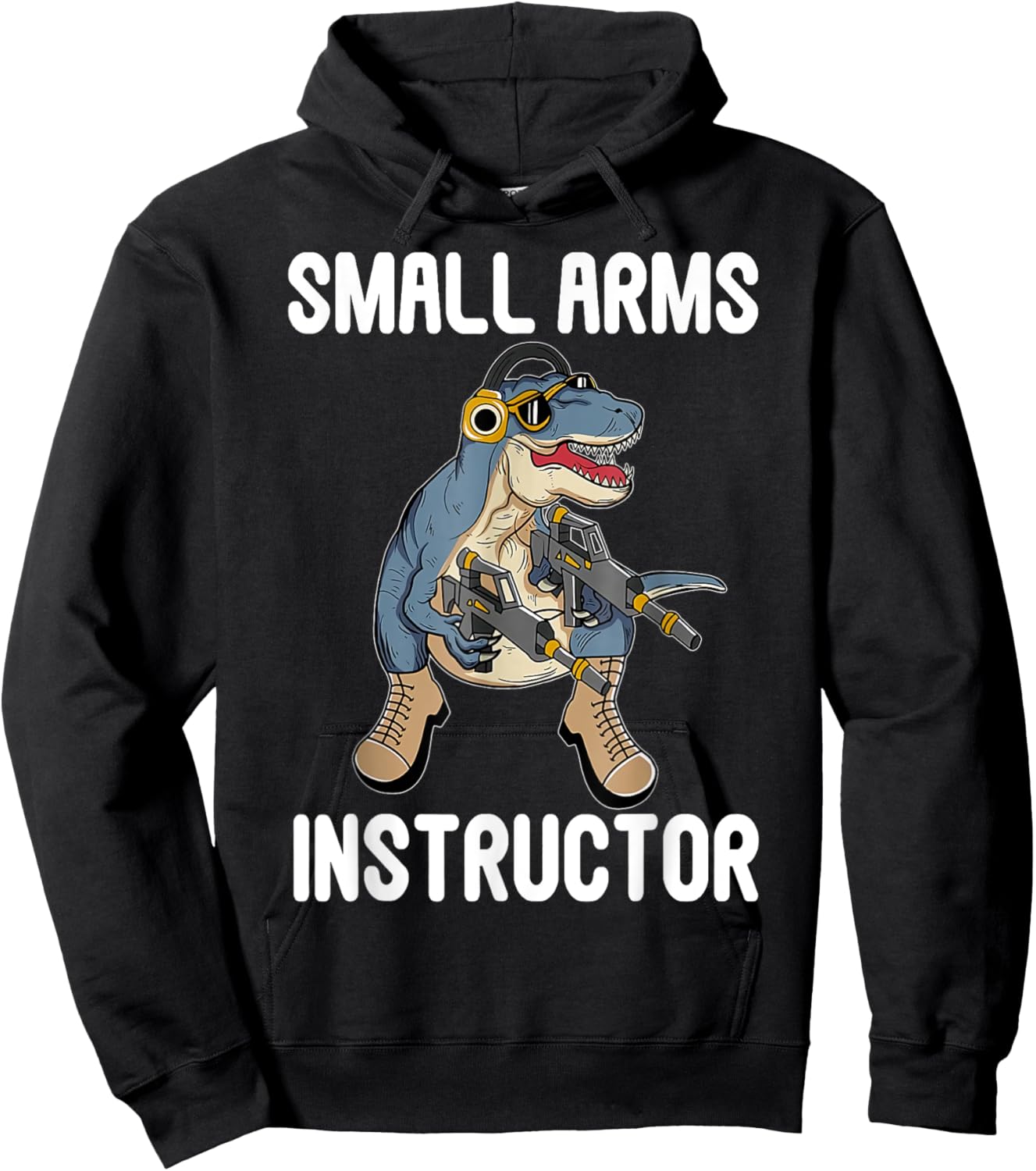 Small Arms Instructor Funny T-rex Dinosaur Gun Hoodie - Hoodie | Black
