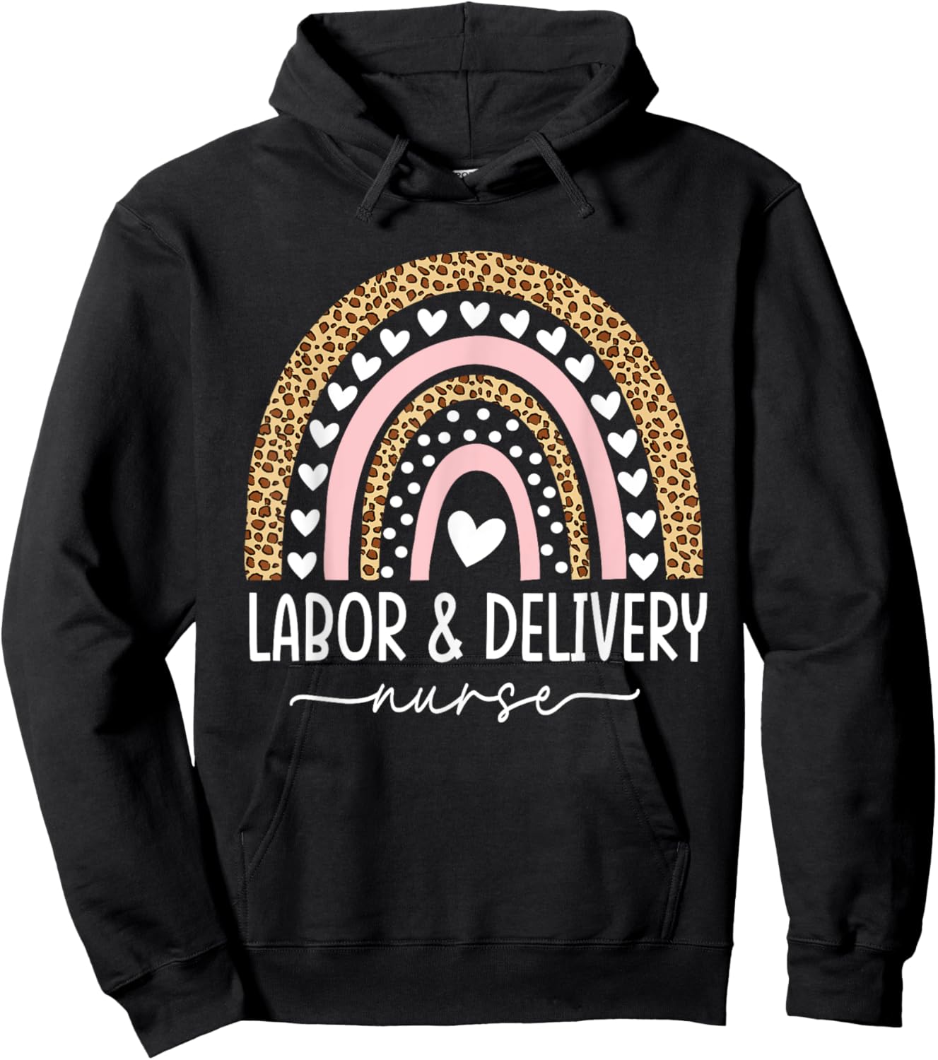 Labor and Delivery Nurse - L&D Nurse Rainbow Leopard Hoodie - Hoodie | Black