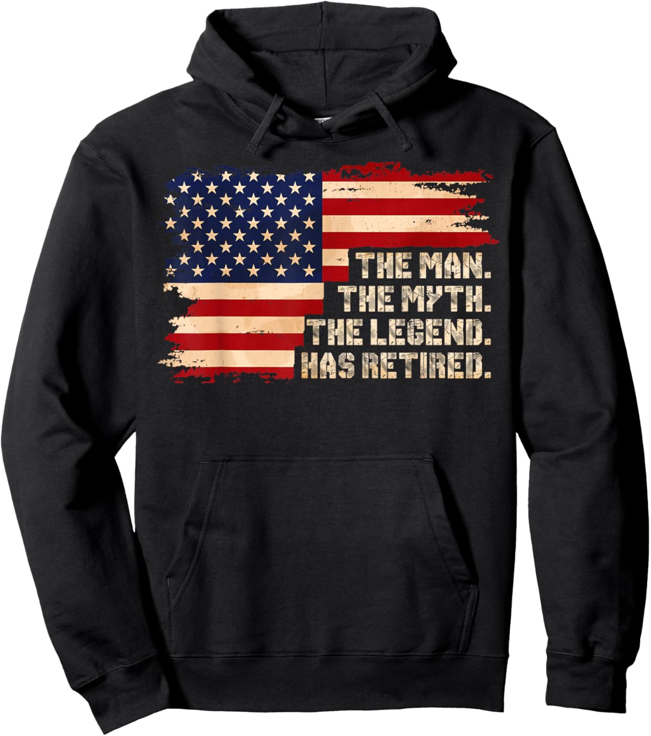 Retirement The Legend Has Retired American Flag Male Hoodie - Hoodie | Black
