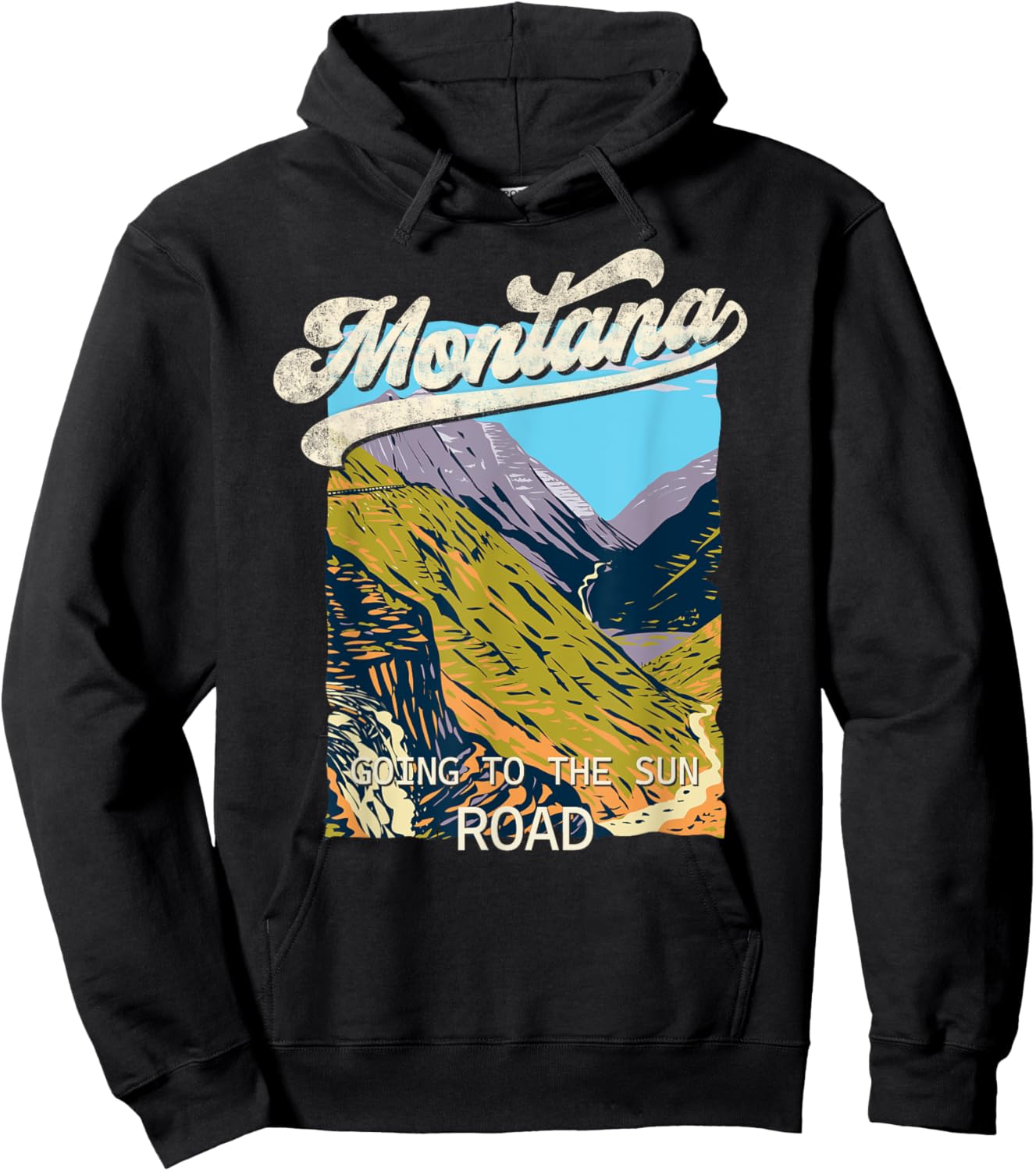 Vintage Going to the Sun Road Montana MT Big Sky Country Hoodie - Hoodie | Black