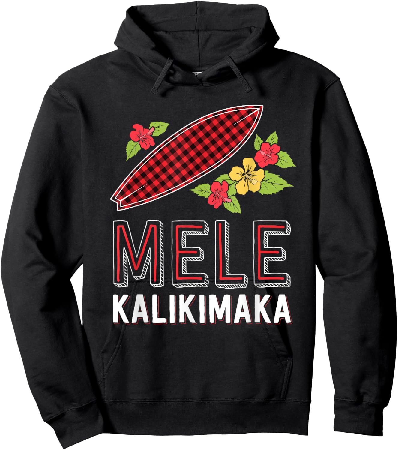 Mele Kalikimaka Surfing Surf Hawaii Hawaiian Christmas Hoodie - Hoodie | Black