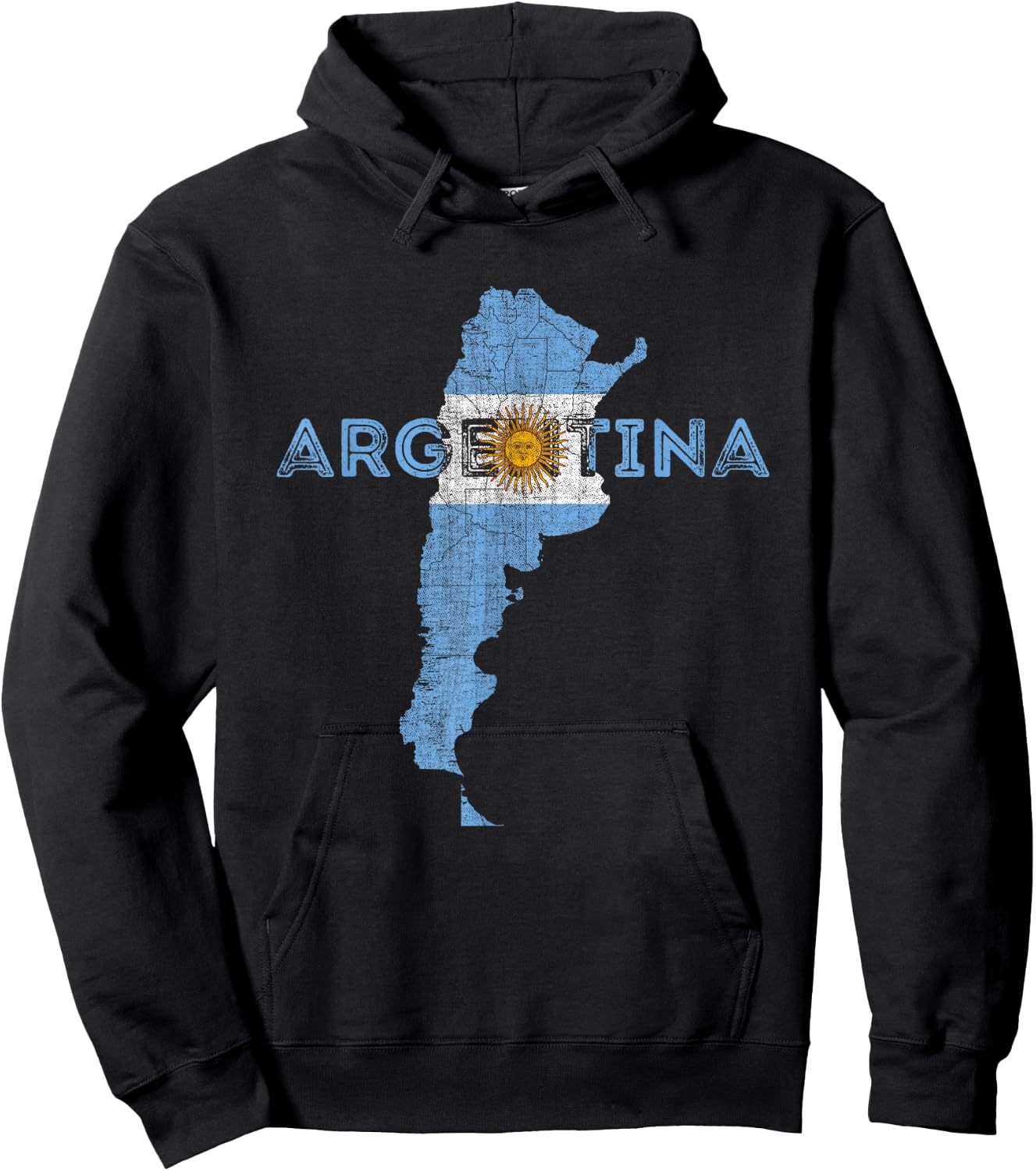 Argentinian Map and Flag Souvenir - Distressed Argentina Small Hoodie - Hoodie | Black