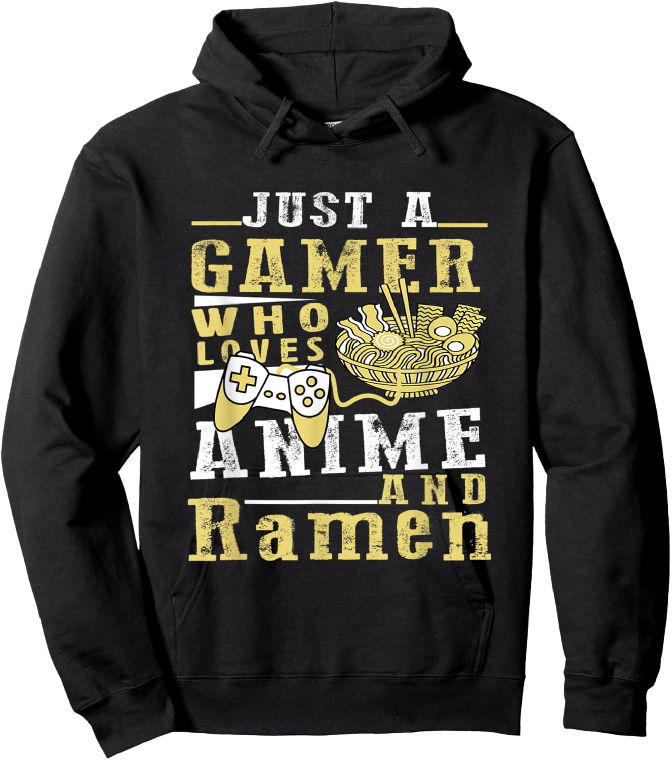 Just A Gamer Who Loves Anime Ramen And Game Anime Lover Boy Hoodie - Hoodie | Black