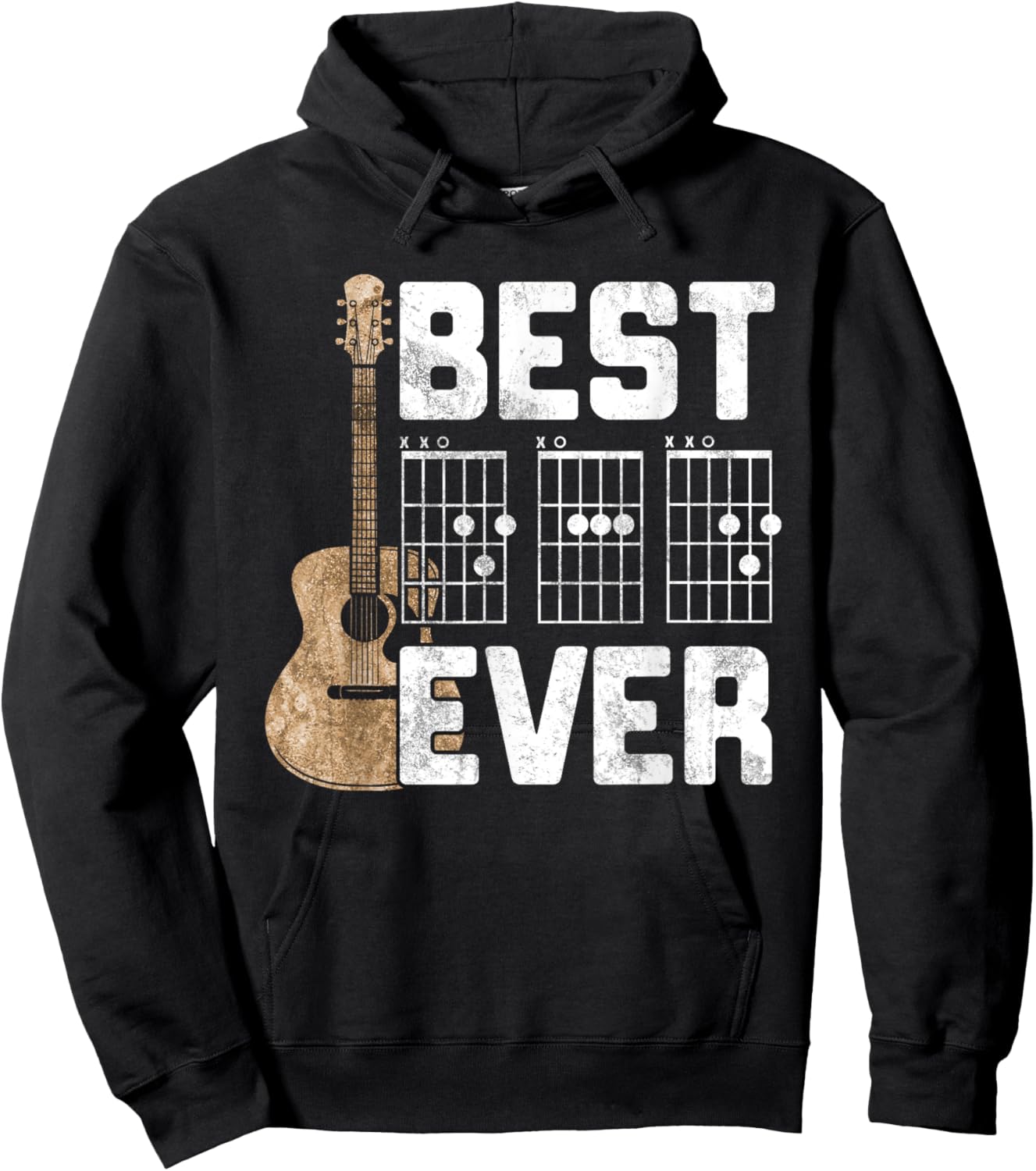Best Dad Ever Guitarist Father D-A-D Chord Gifts Guitar Hoodie - Hoodie | Black