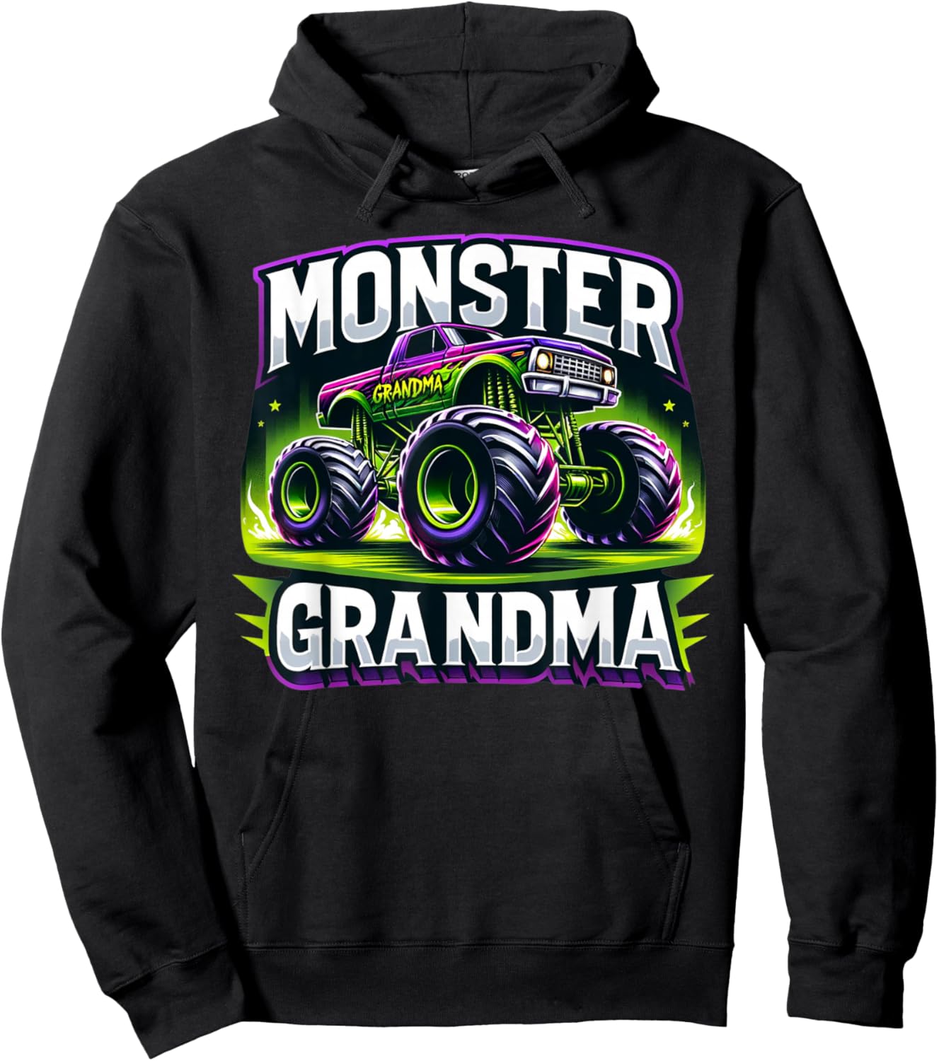 Monster Truck Race Racer Driver Grandma Mother's Day Hoodie - Hoodie | Black