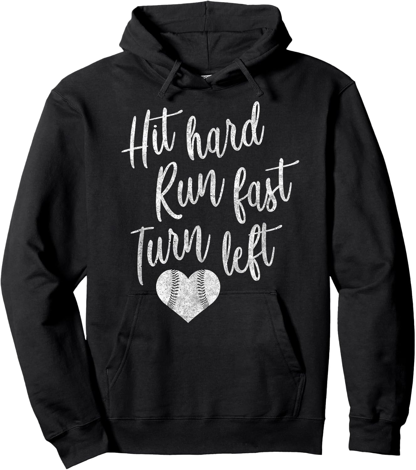 Hit Hard Run Fast Turn Left Baseball Softball Mom Gift Hoodie - Hoodie | Black