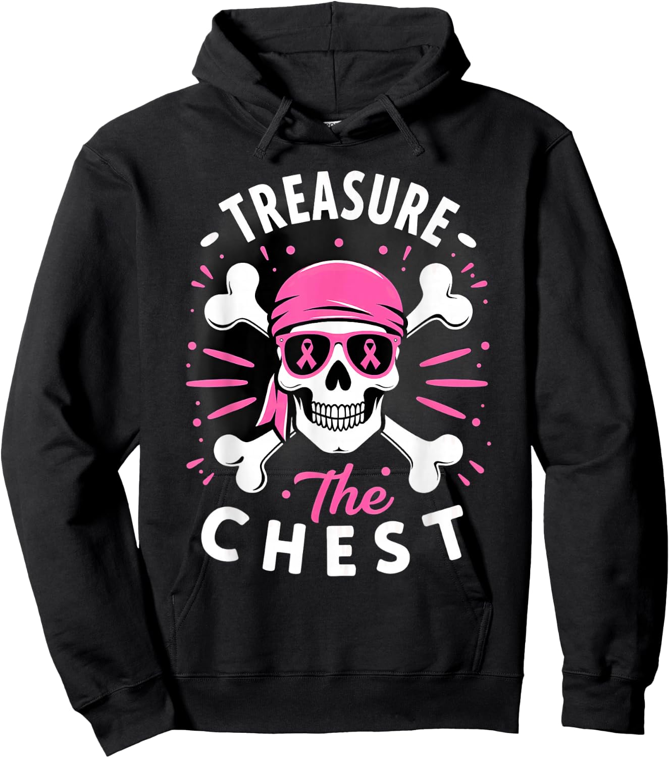 Breast Cancer Awareness Pirate Treasure the Chest Hoodie - Hoodie | Black