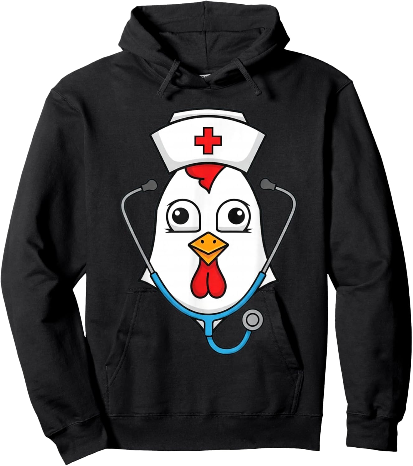 Cute Nurse Chicken Face Funny Fall Holiday Thanksgiving Hoodie - Hoodie | Black