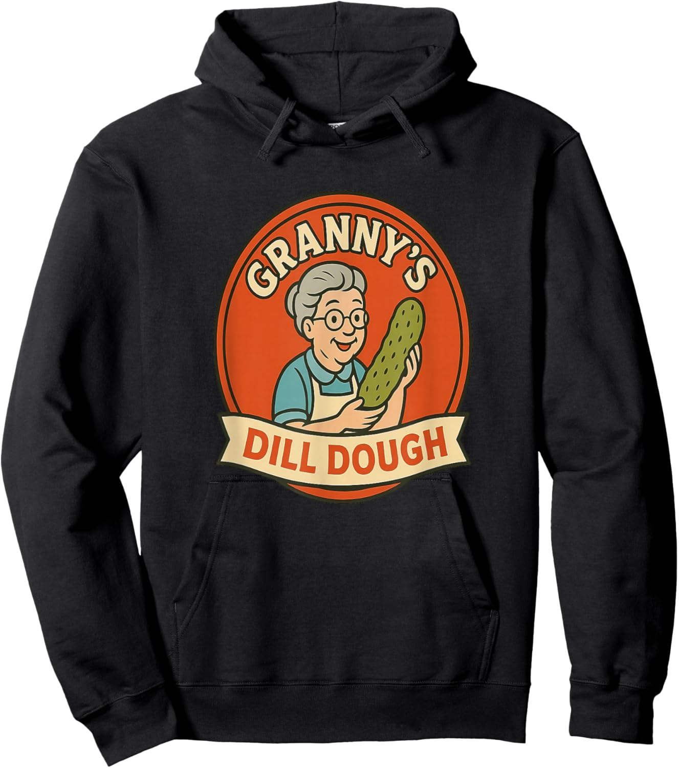 Grannys Famous Dill Dough Retro Grandma Humor Wordplay Fun Hoodie - Hoodie | Black