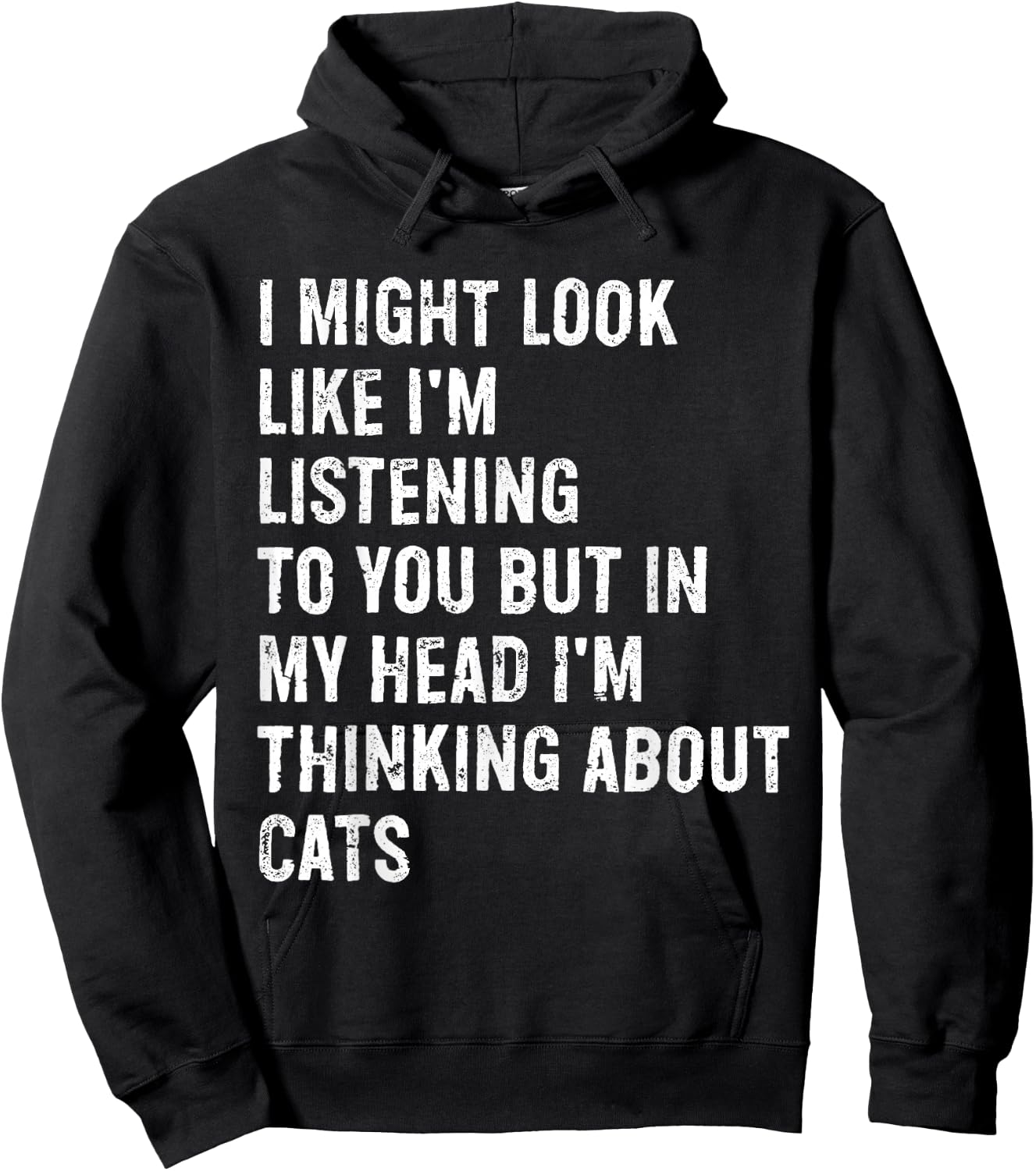 I Might Look Like I'm Listening Cat Hoodie - Hoodie | Black