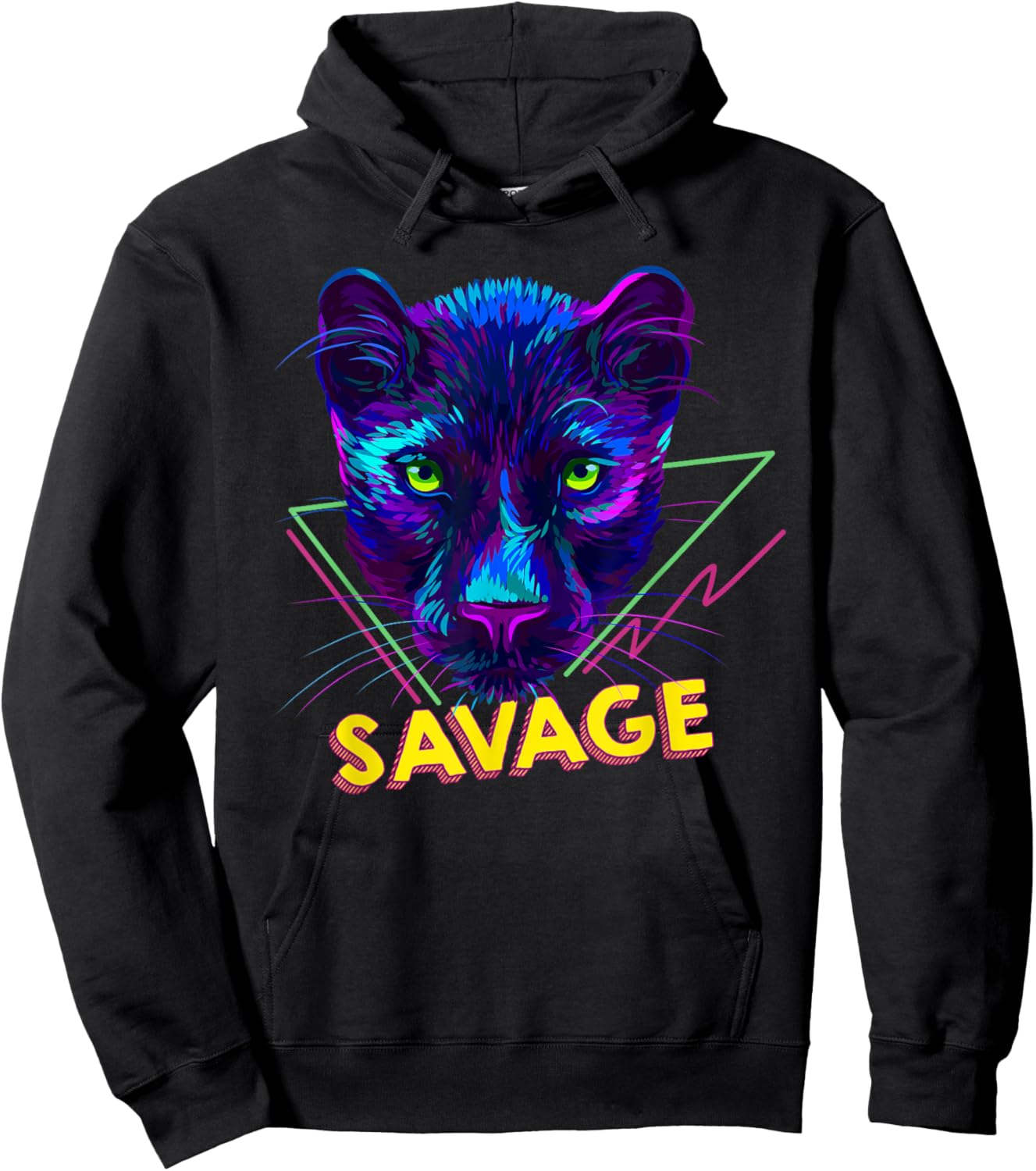 Savage - Abstract Multicolor Panther Hoodie - Hoodie | Black