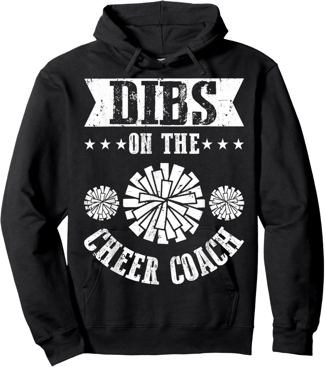 Funny Football Shirt - Dibs On The Cheer Coach Pom Poms Hoodie - Hoodie | Black