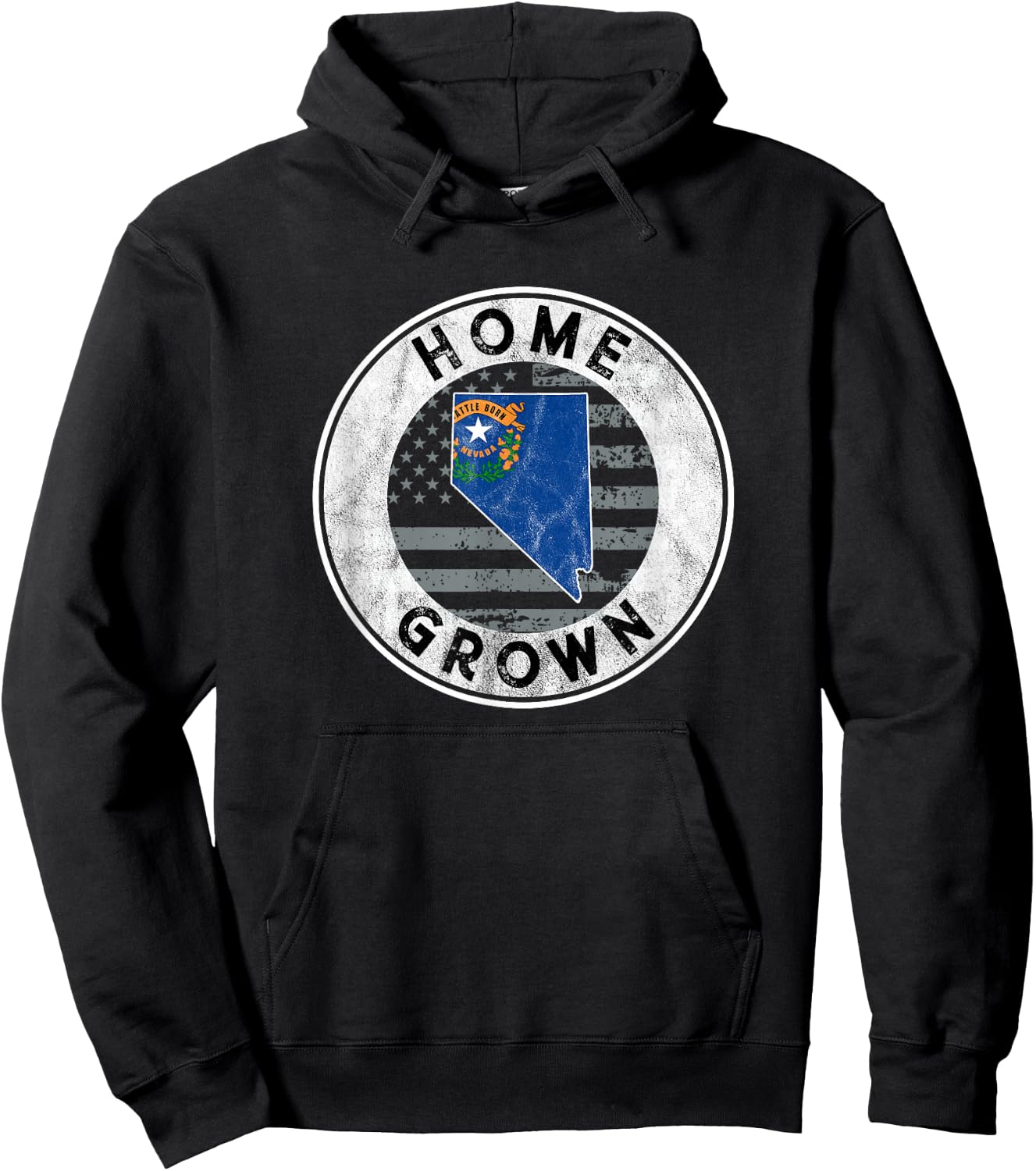 Nevada Native Home Grown Quote State American Flag Pride NV Hoodie - Hoodie | Black