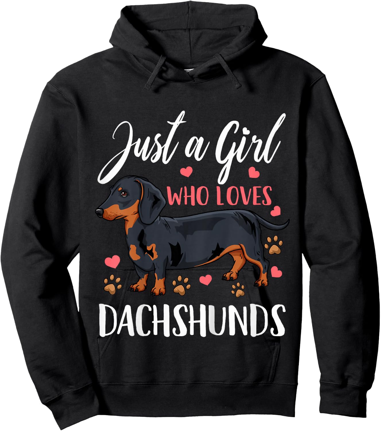 Kids Dachshund Just A Girl Who Loves Dachshunds Gift Hoodie - Hoodie | Black