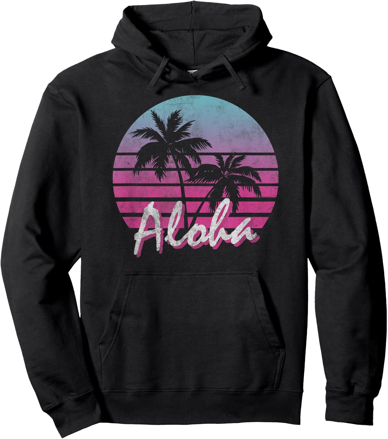 Aloha Hawaii Hawaiian Island Palm Beach Surf Vintage Women Kids Hoodie - Hoodie | Black