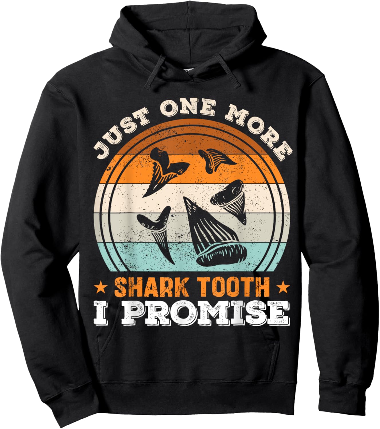 Retro Shark Teeth Collecting Tools Tooth Hunting Fossil Joke Hoodie - Hoodie | Black