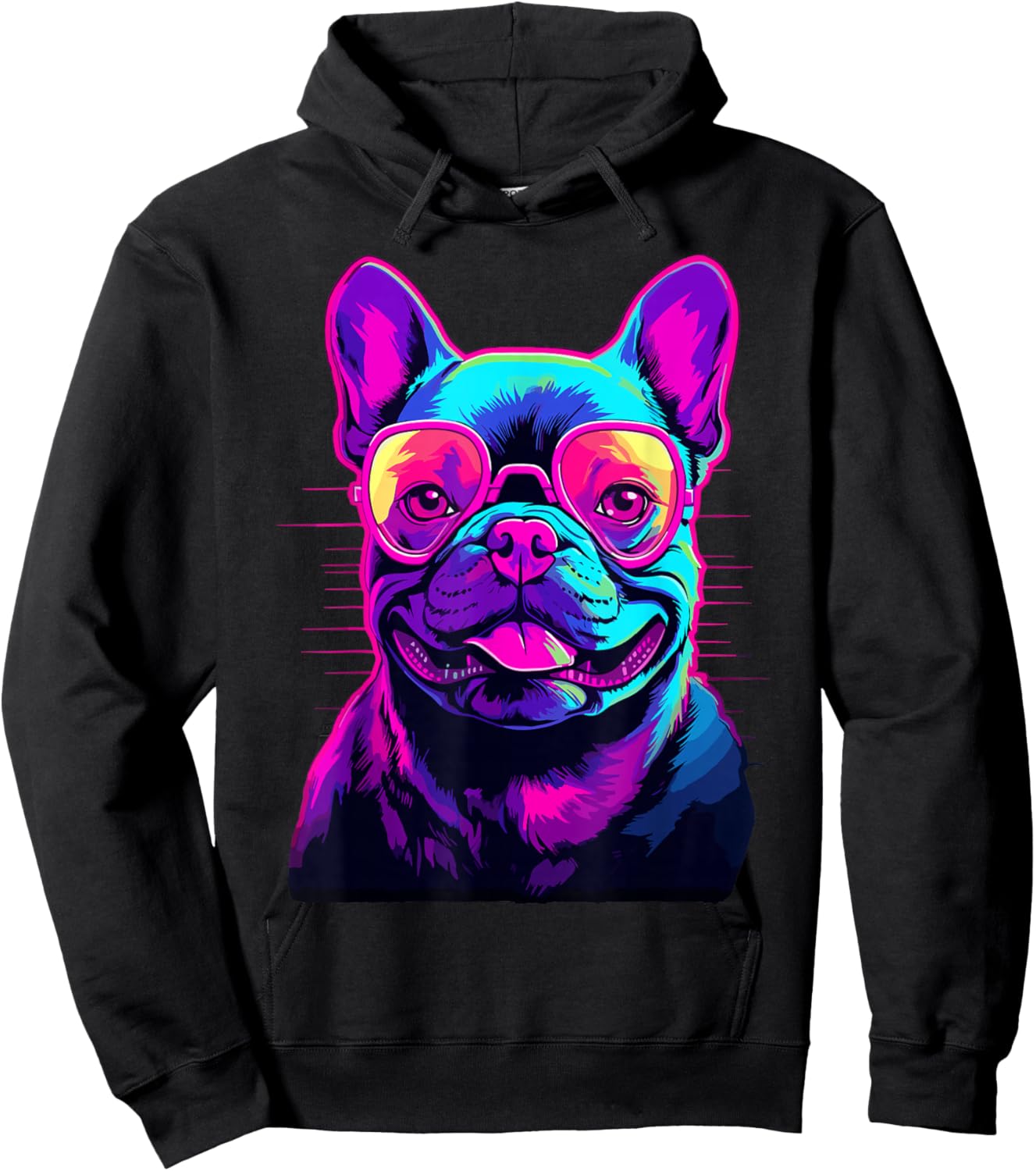 French Bulldog Synthwave Vaporwave Hoodie - Hoodie | Black