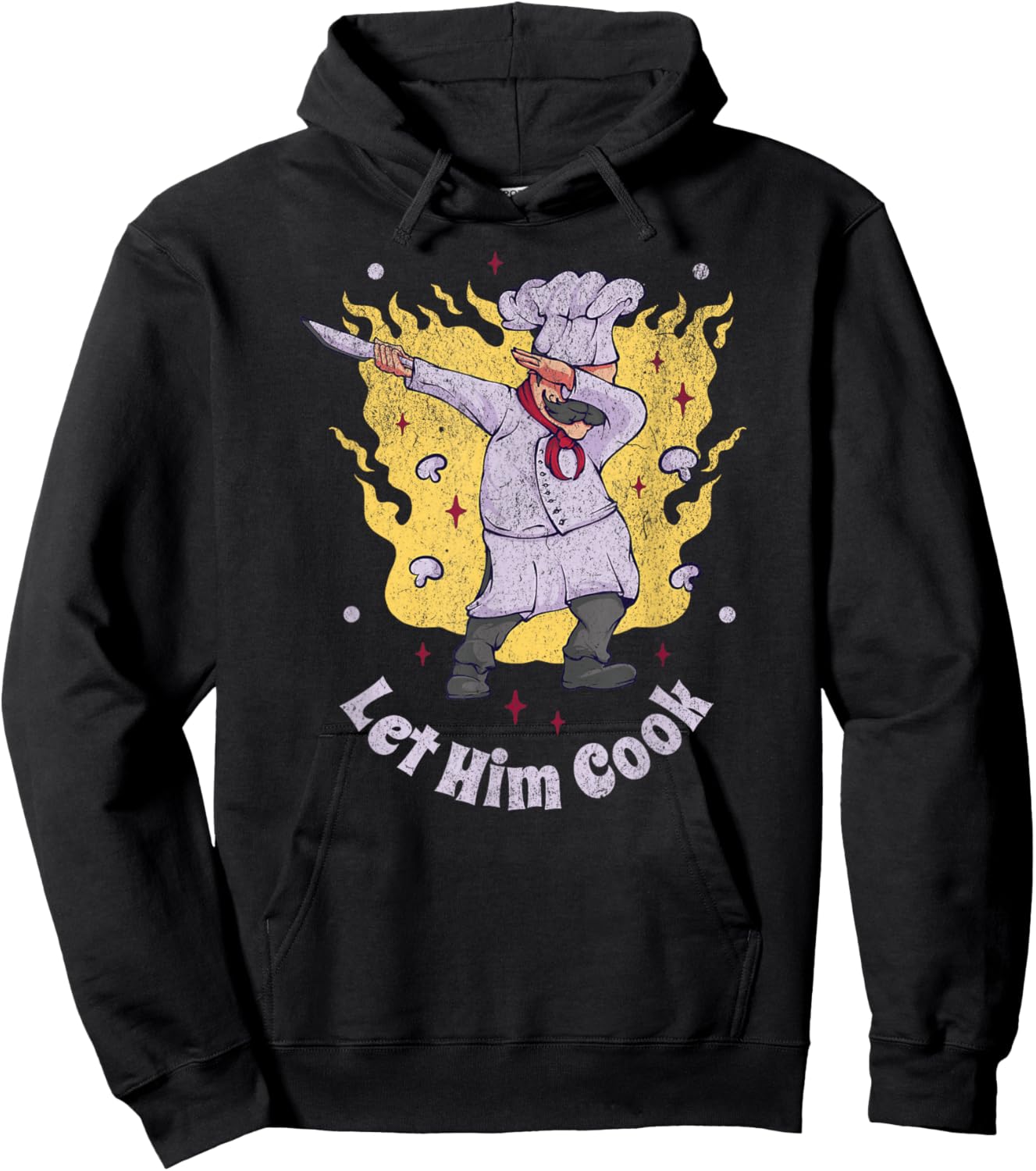 Let Him Cook Funny Sarcastic Meme Chef Cooking Food Retro Hoodie - Hoodie | Black