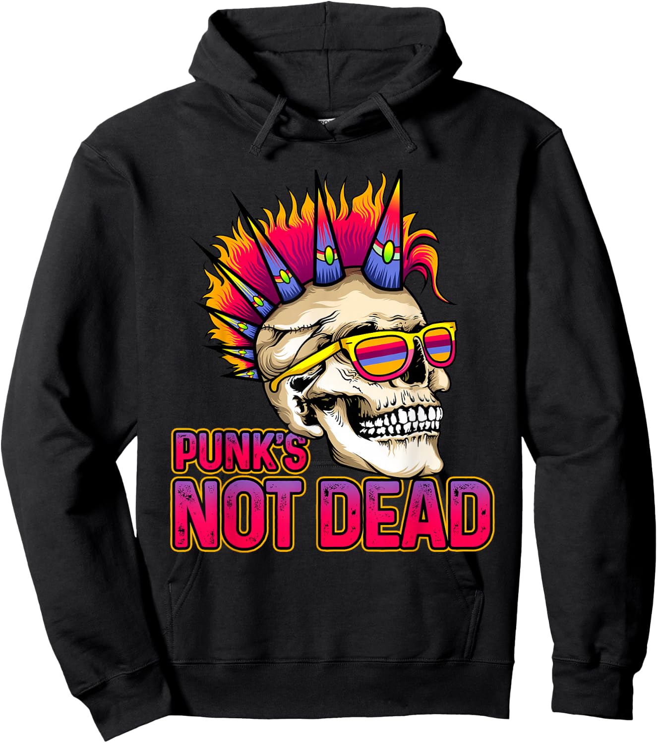 Punk's Not Dead Punk Rock 80's 90's Retro Rocker Hoodie - Hoodie | Black