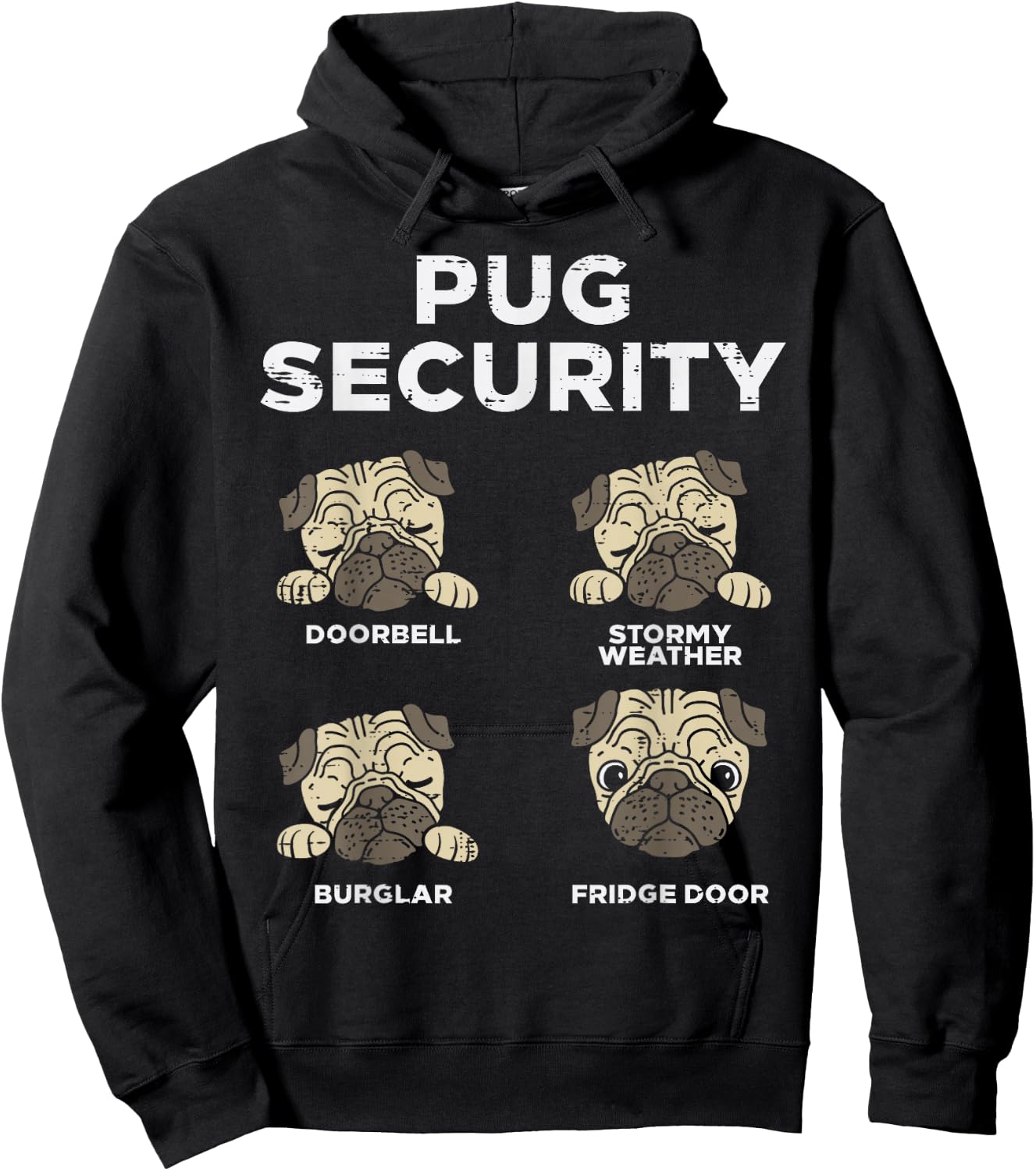 Pug Security Funny Animal Pet Dog Lover Owner Men Women Gift Hoodie - Hoodie | Black