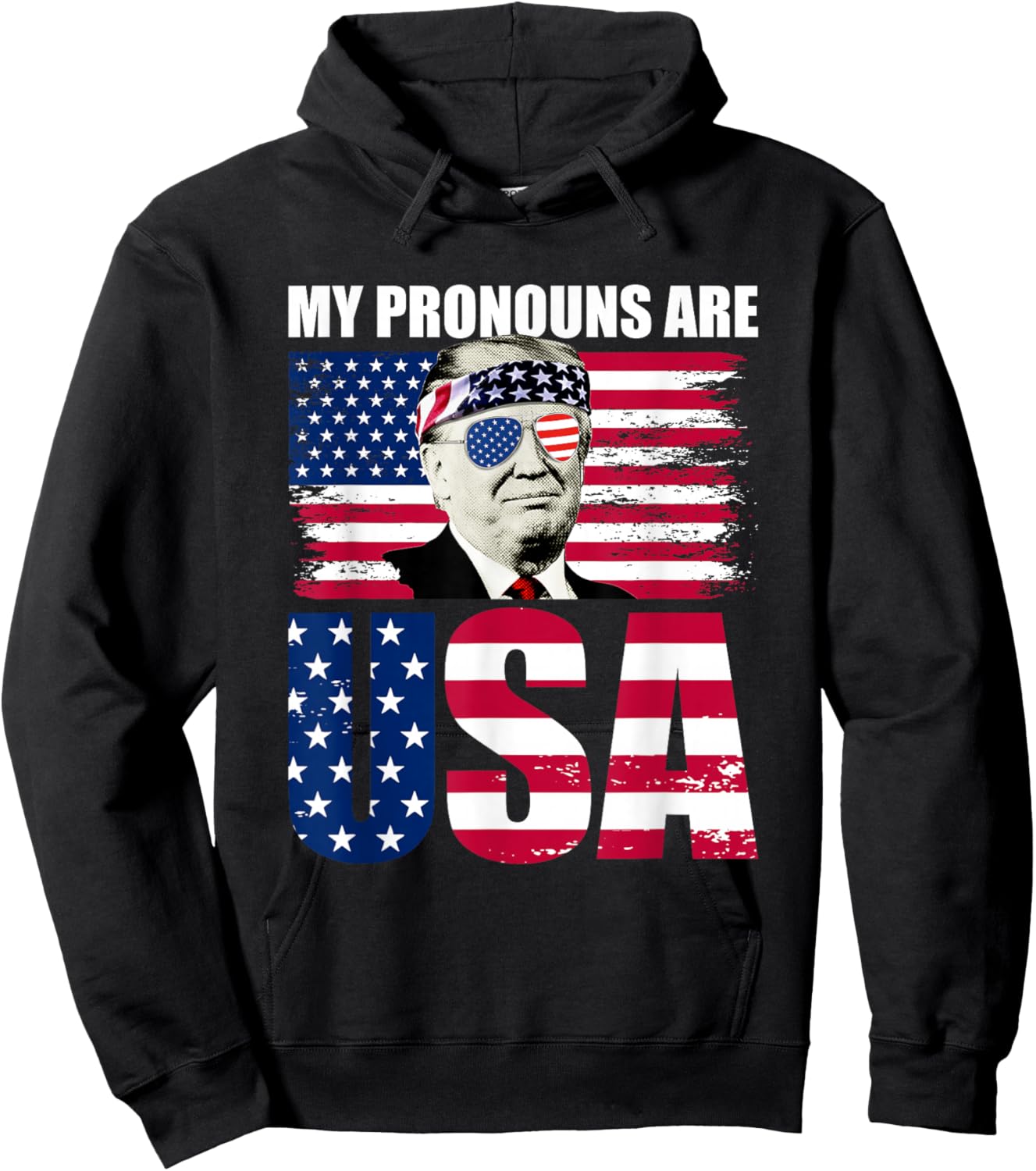 My Pronouns are USA Donald Trump Patriotic 4th of July Hoodie - Hoodie | Black