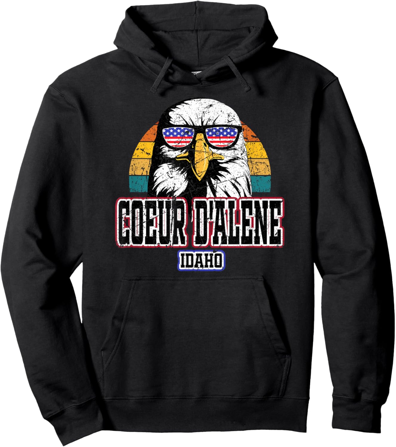 Coer d'Alene Idaho USA Flag Men Women Kids Kootenai County Hoodie - Hoodie | Black