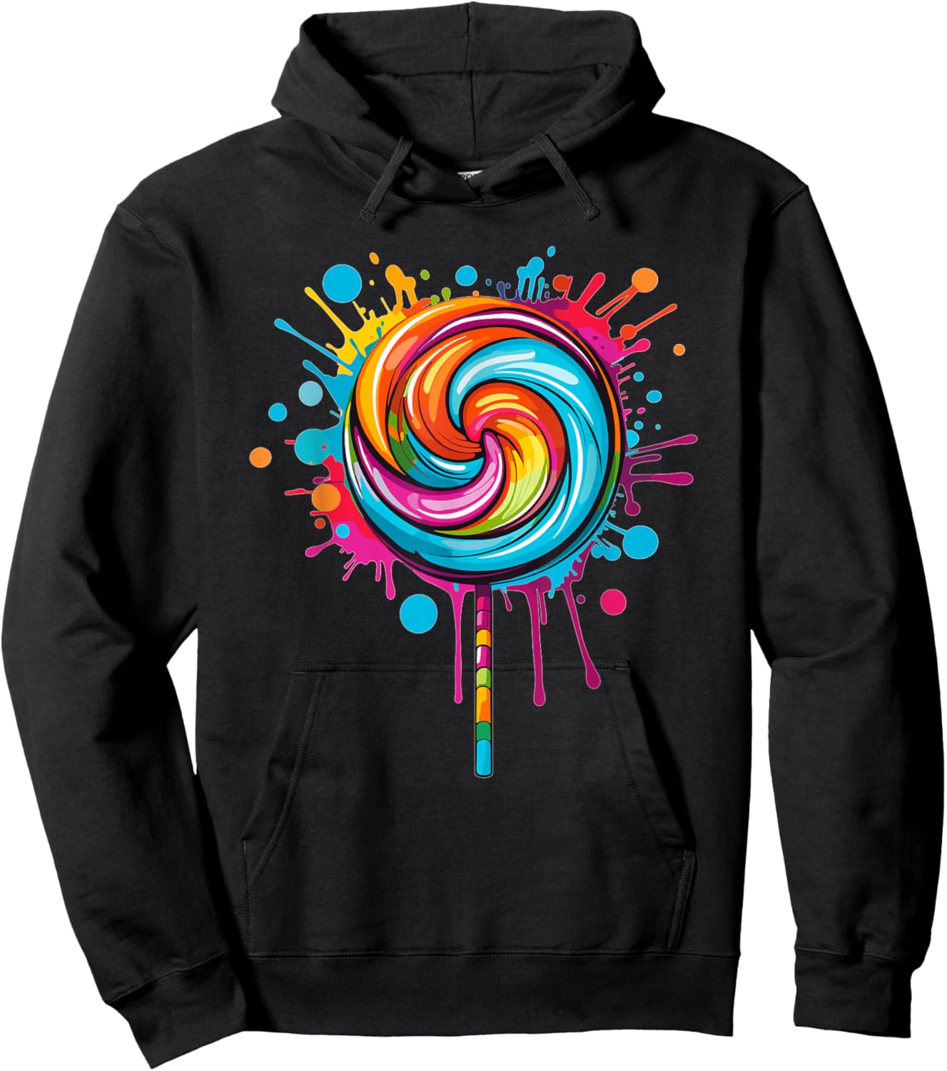 Vibrant Lollipop Swirl Colour Explosion Hoodie - Hoodie | Black
