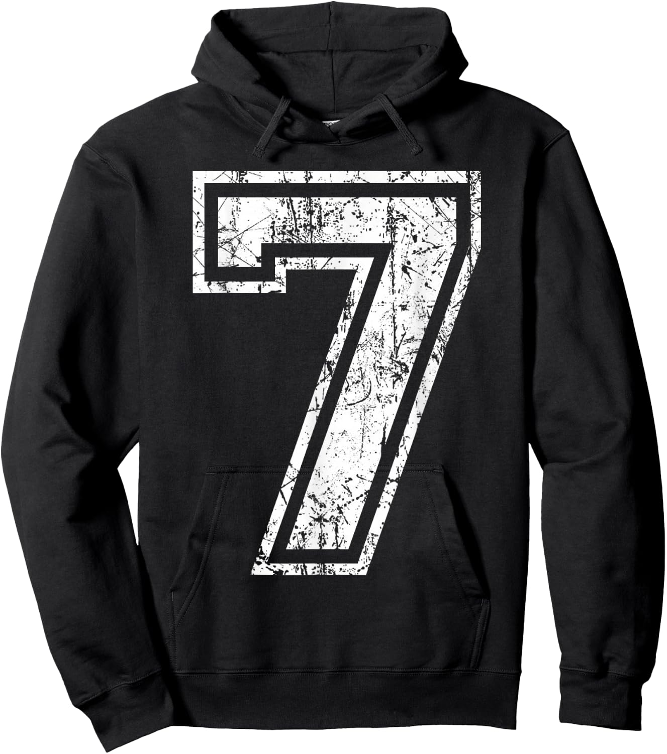 Sports Jersey Grunge Number 7 Fan Team Player Birthday Hoodie - Hoodie | Black