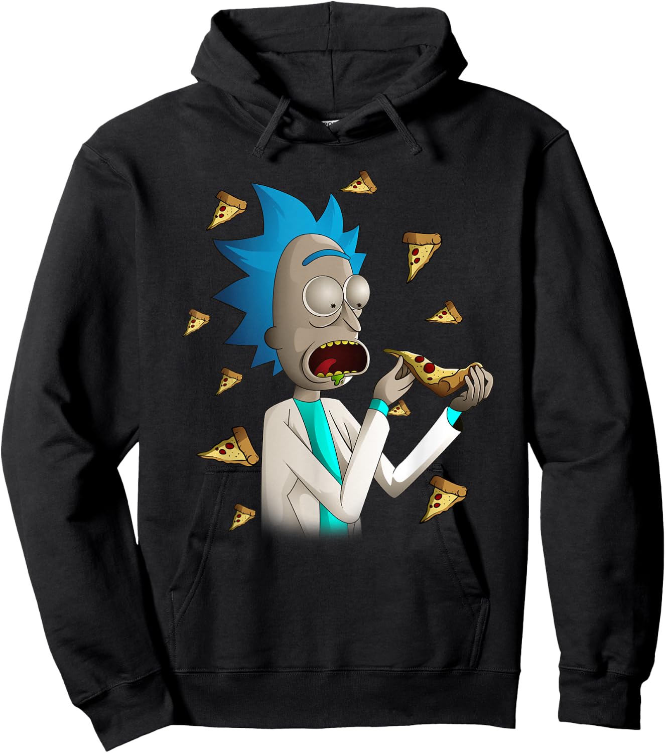 Rick and Morty Shirt Rick Loves Pizza Hoodie - Hoodie | Black
