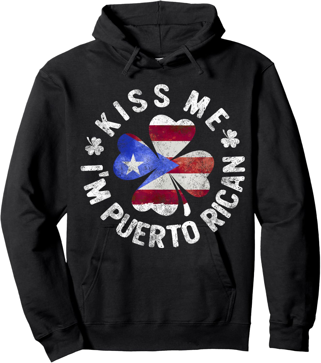 Kiss Me I'm Puerto Rican Patrick's Day Puerto Rico Hoodie - Hoodie | Black