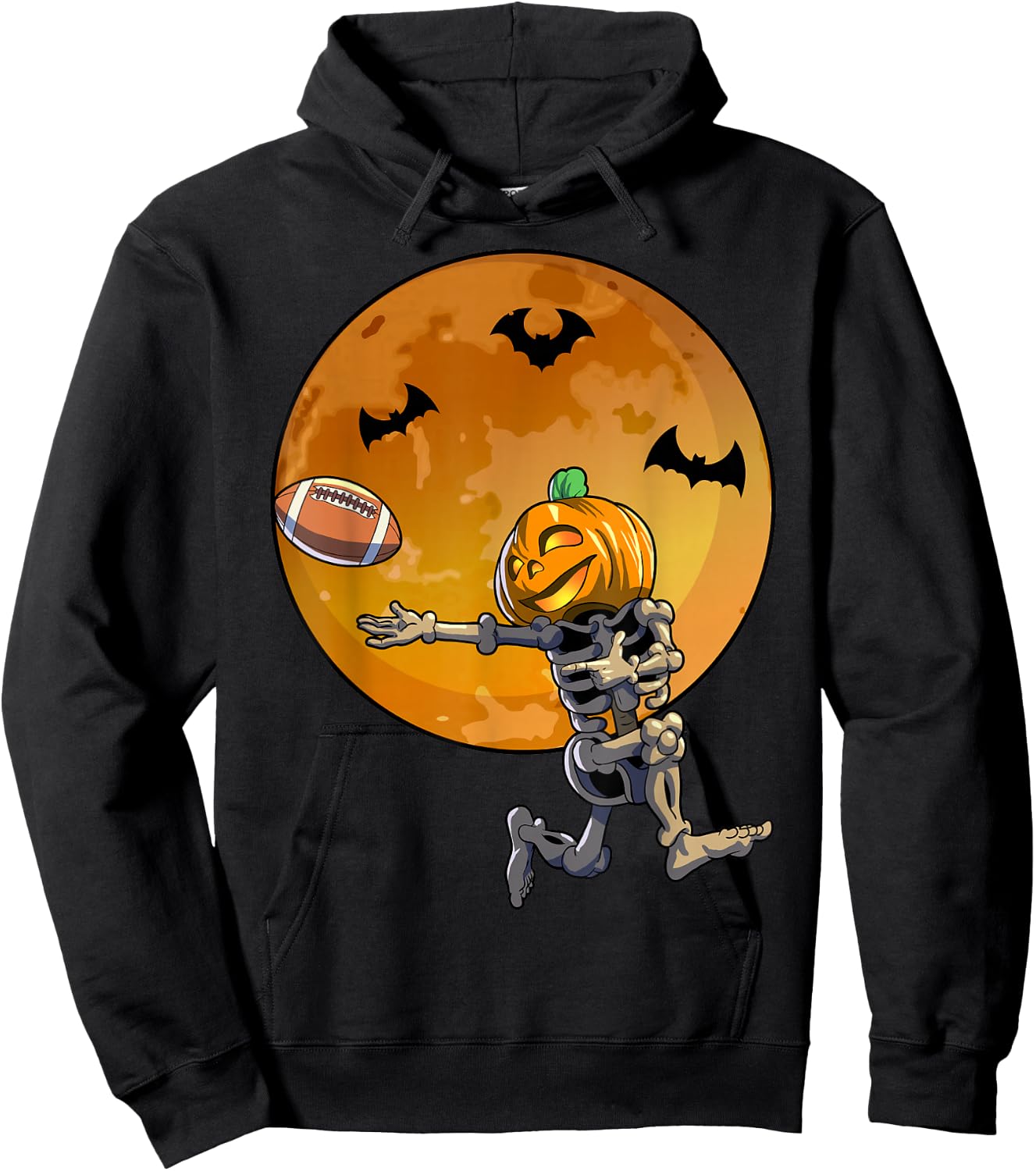 Football Skeleton Halloween Men Boys Football Halloween Hoodie - Hoodie | Black