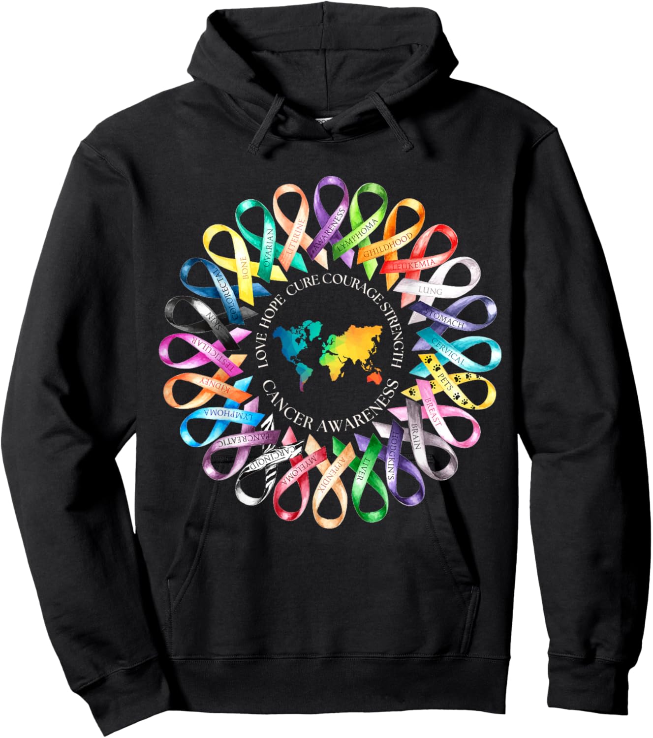 All Cancer Matters Survivors Awareness Fight Ribbon Support Hoodie - Hoodie | Black
