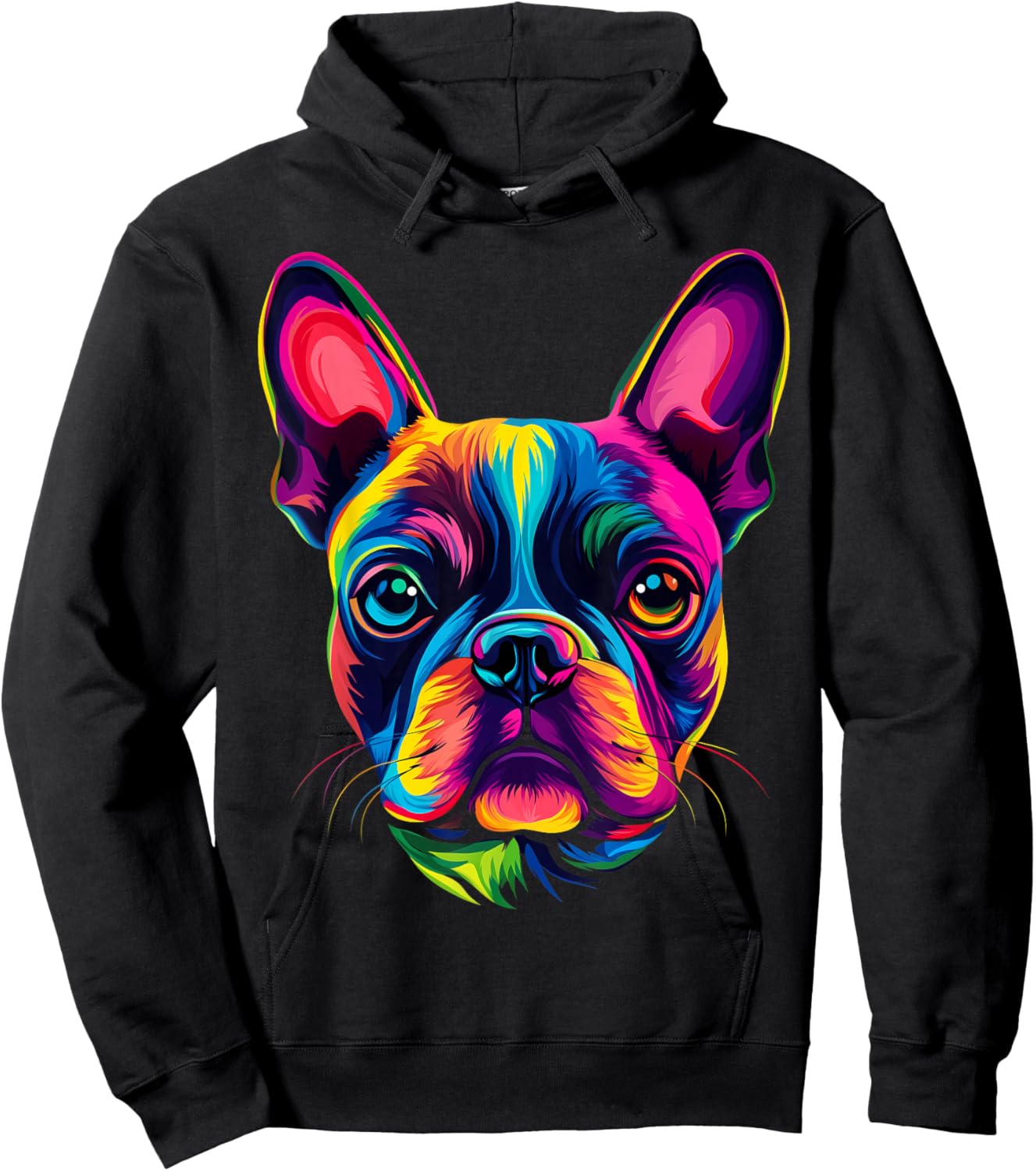 Colorful Boston Terrier Face Cute Dog Lover Men Women Black Hoodie - Hoodie | Black
