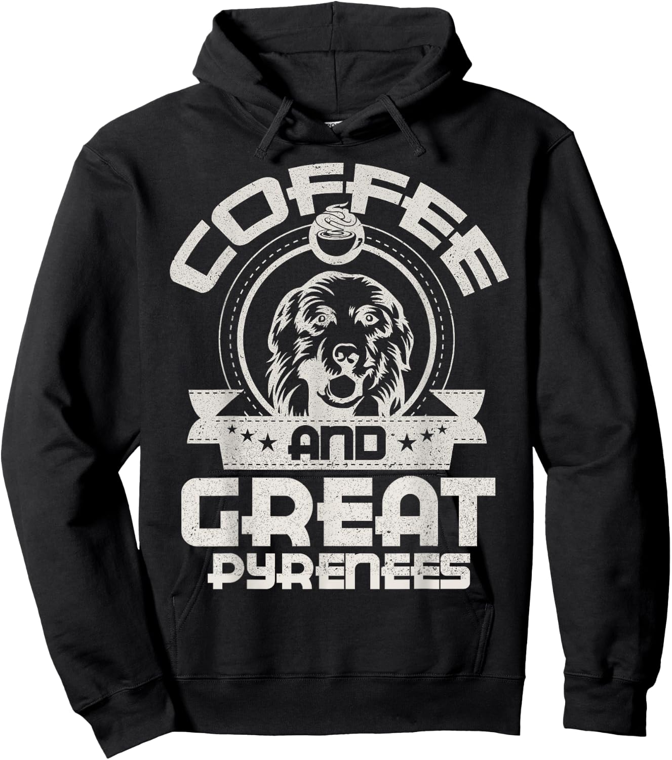 Coffee And Great Pyrenees Coffee Drinking Dog Owner Lover Hoodie - Hoodie | Black