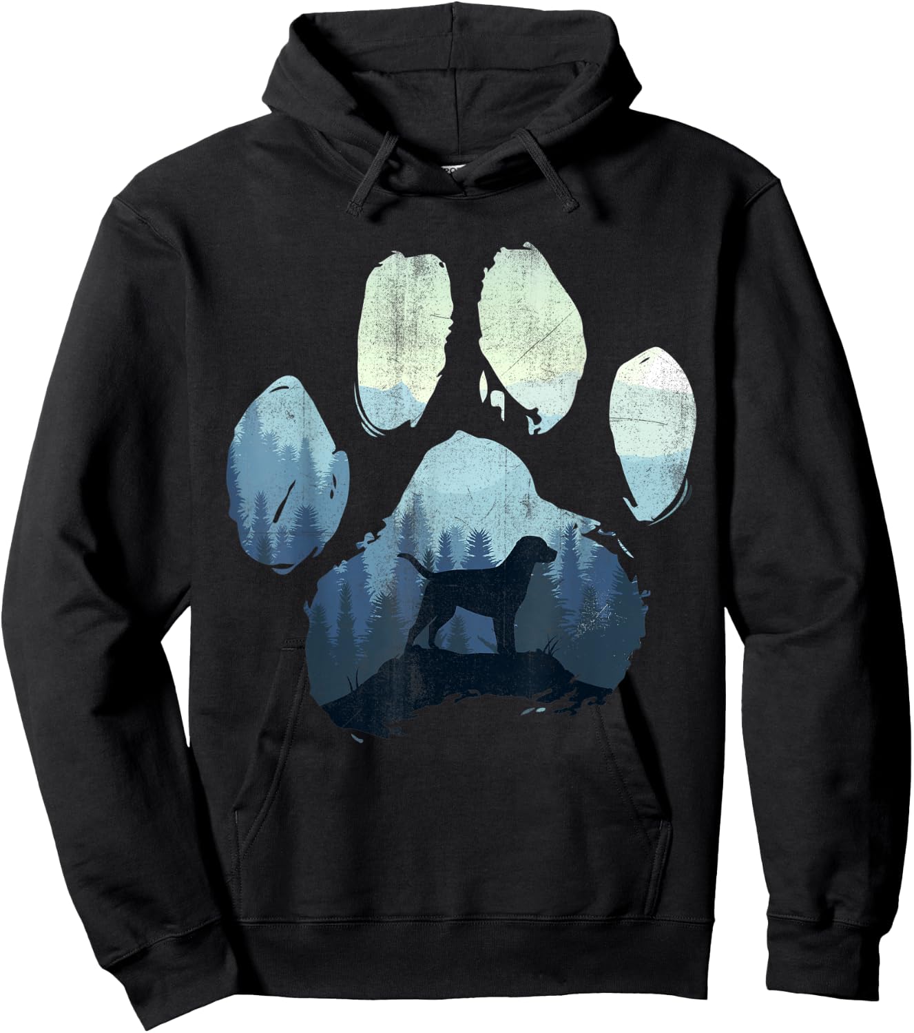 Chocolate Labrador Dog Paw Mom Dad Mountains Women Kids Hoodie - Hoodie | Black