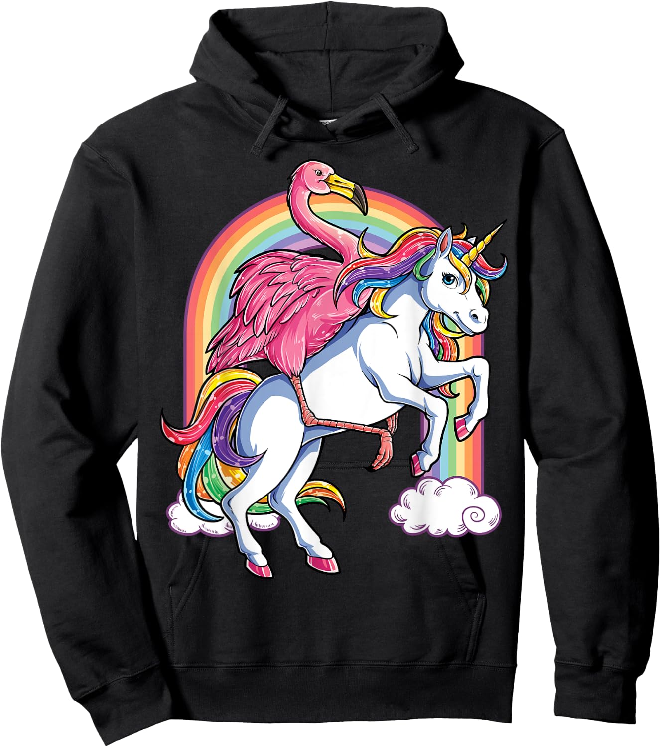 Pink Flamingo Unicorn T shirt Bird Lovers Squad Rainbow Gift Hoodie - Hoodie | Black