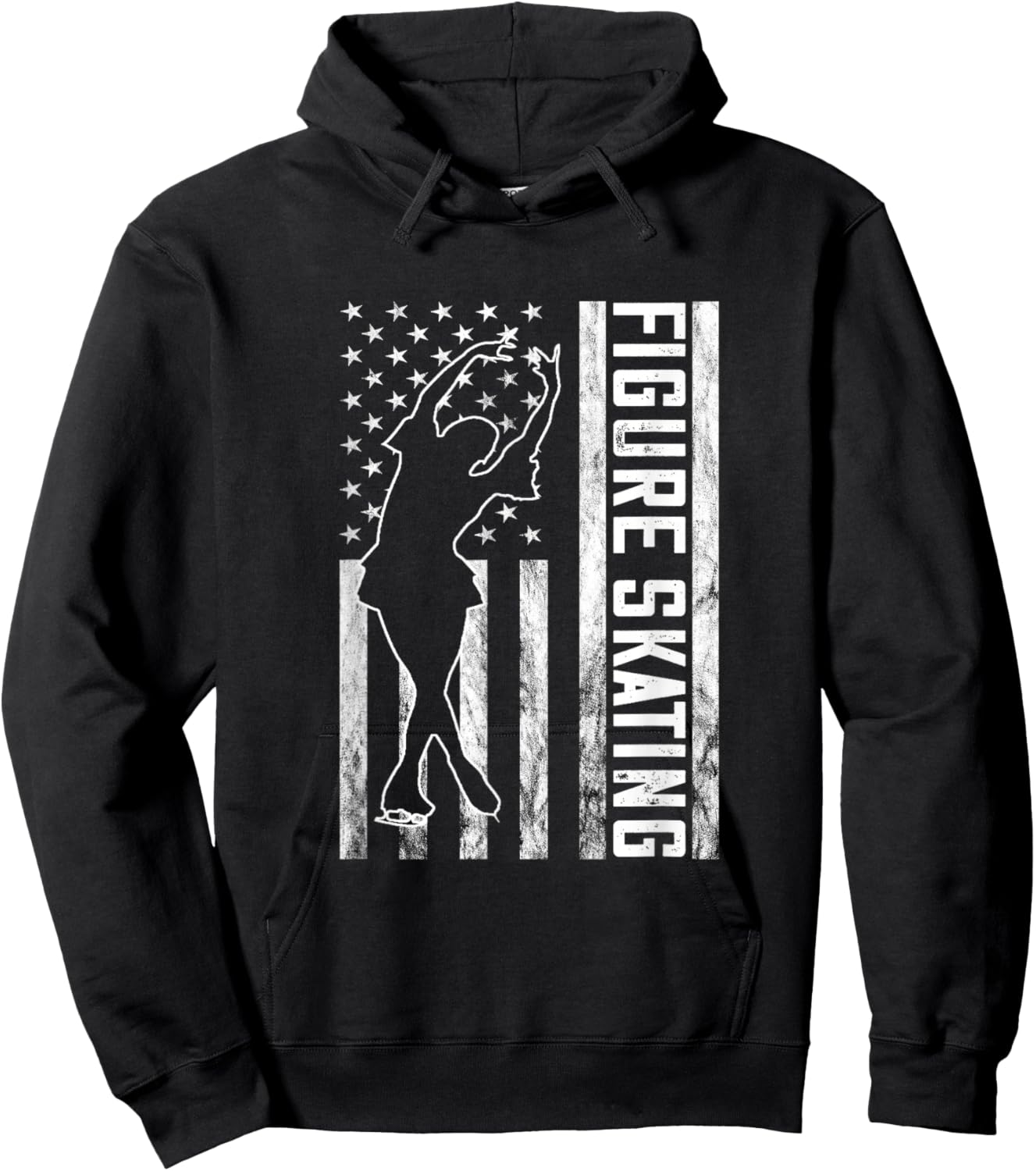 Vintage Figure Skating America USA Flag Dance Ice Skating Hoodie - Hoodie | Black