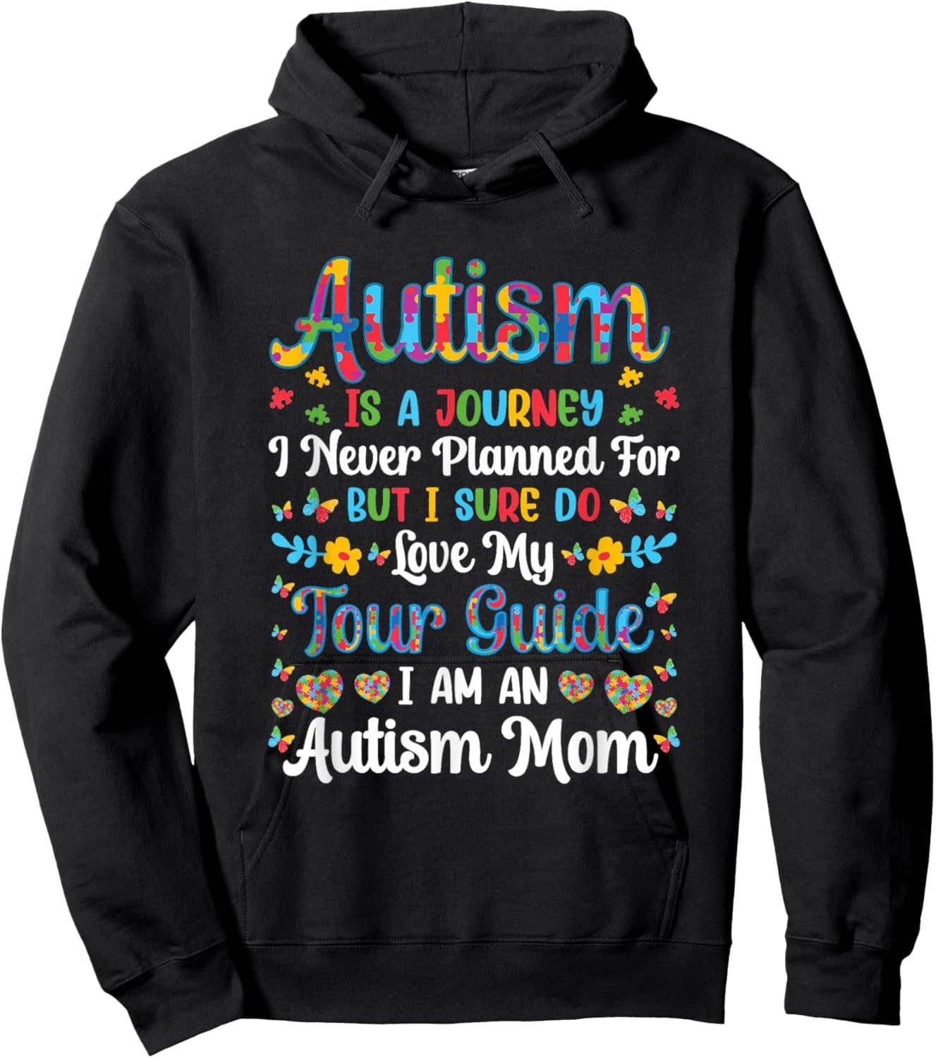 Retro Autism Mom Autism Is A Journey Autism Awareness Month Hoodie - Hoodie | Black