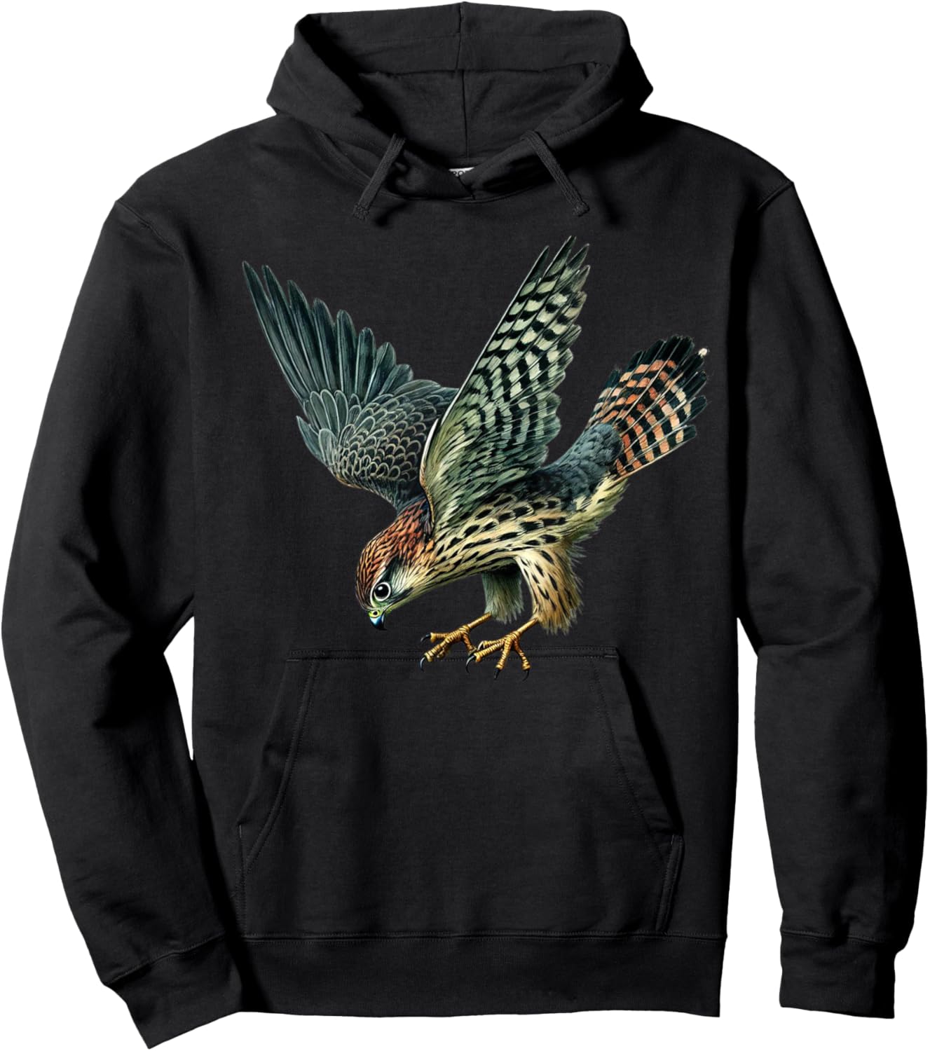 Watercolor Merlin Falcon Dive Wildlife Art Hoodie - Hoodie | Black