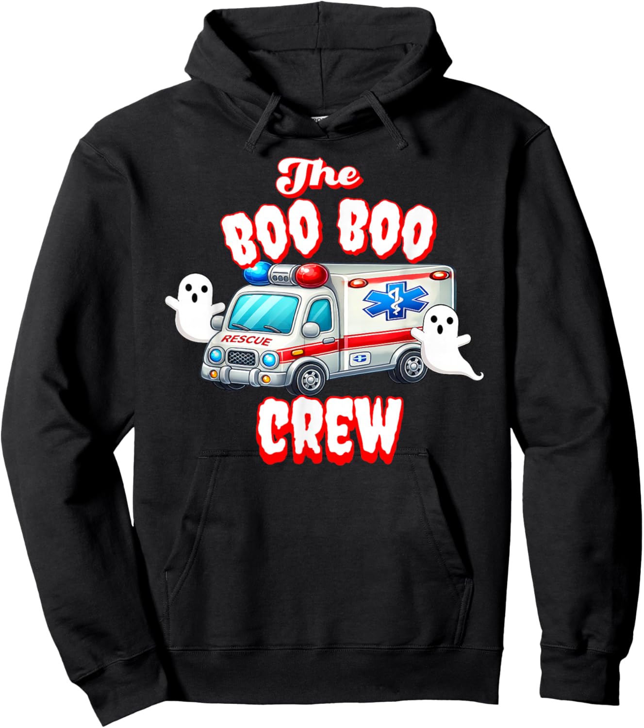 EMT Paramedic Boo Crew Ghost Halloween Nurse Scare Squad Hoodie - Hoodie | Black