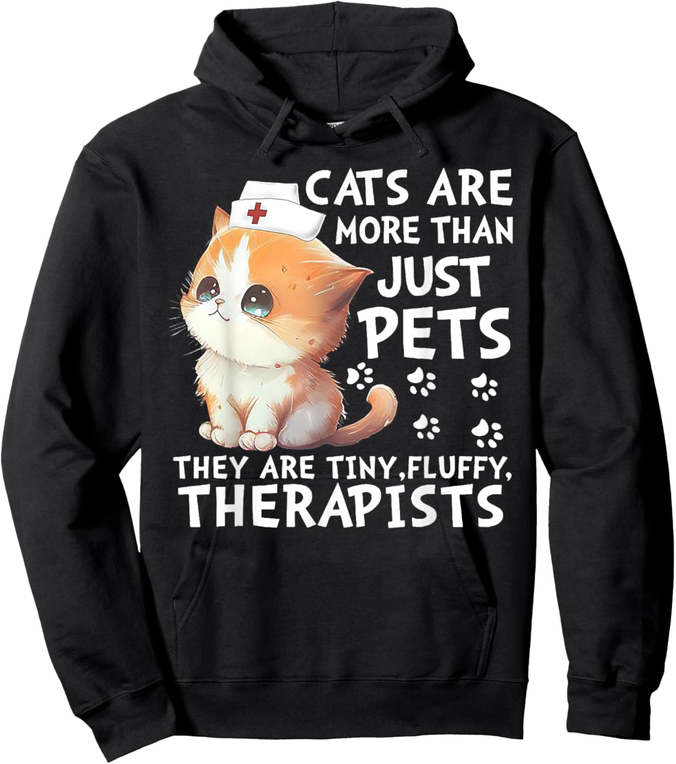 Cats Are More Than Just Pets They Are Tiny Fluffy Therapists Hoodie - Hoodie | Black