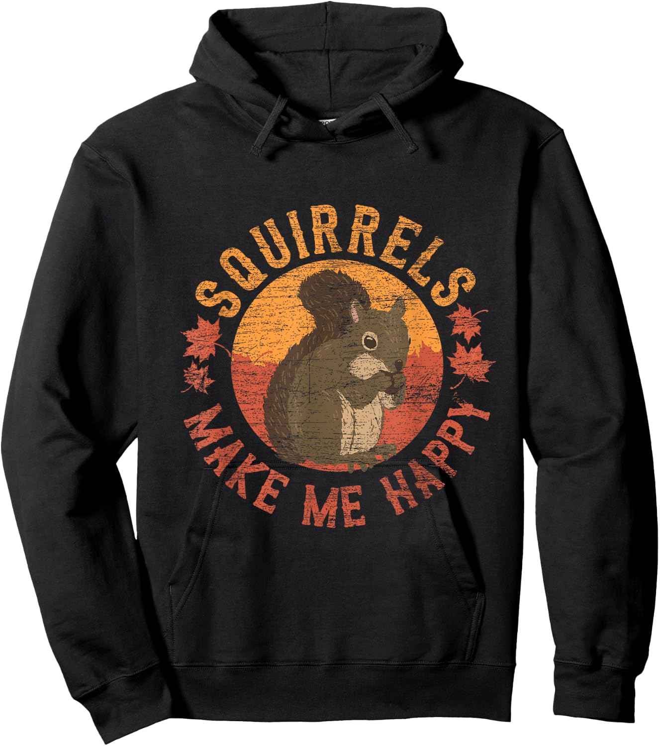 Squirrels Make Me Happy - Vintage Squirrel Small Hoodie - Hoodie | Black
