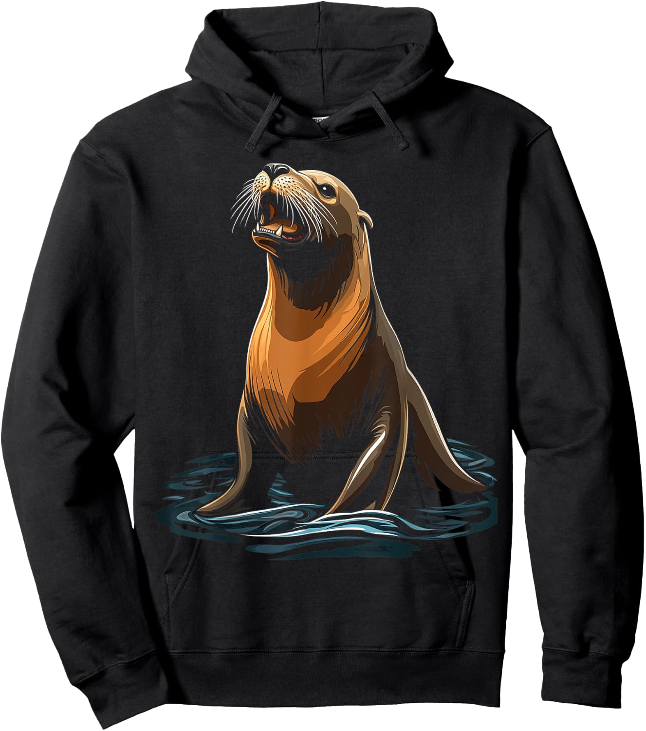 Sea Lion Animal Motif Art Sea Lion Hoodie - Hoodie | Black