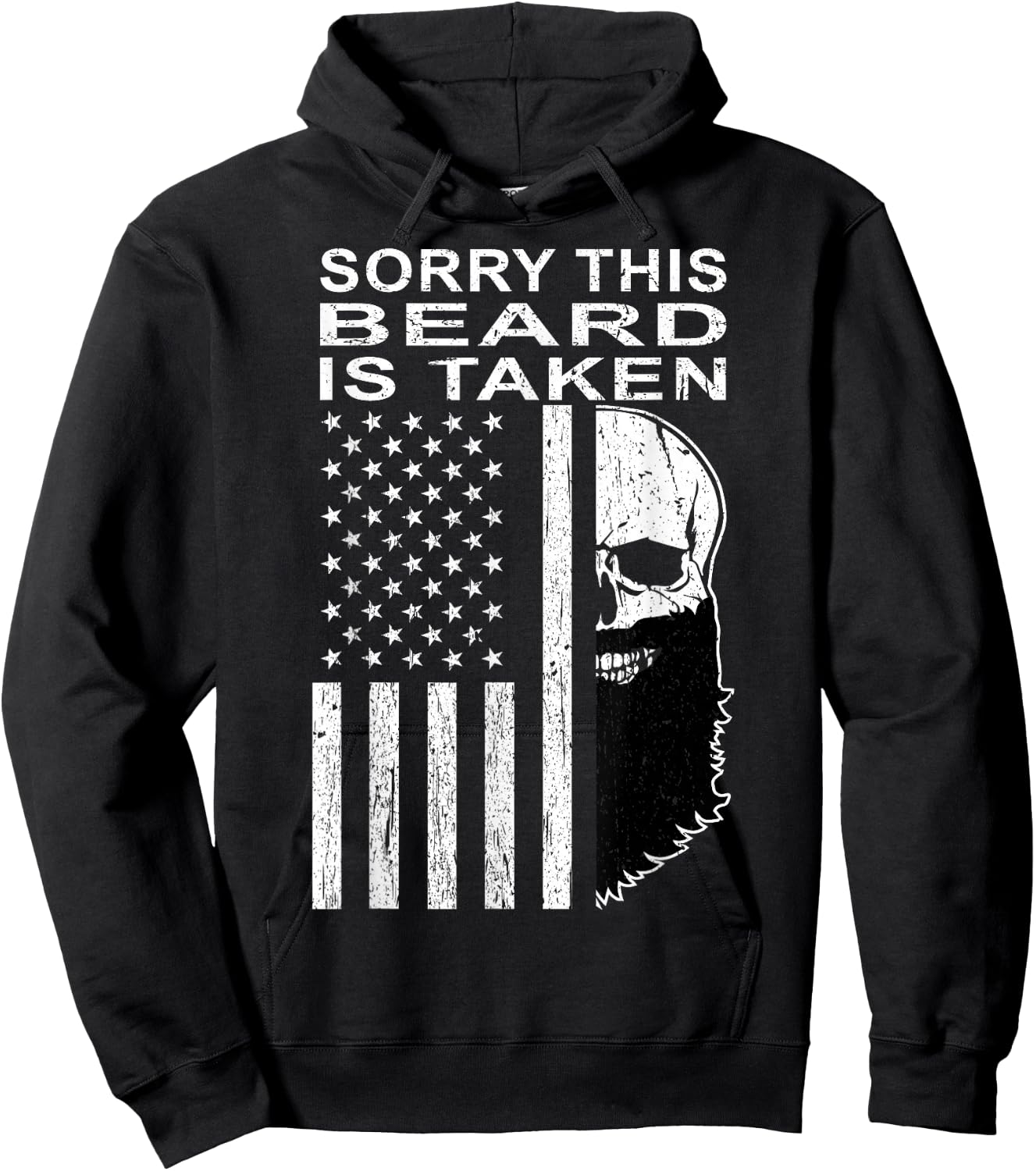 Sorry This Beard is Taken American Flag Skull Bearded Gifts Hoodie - Hoodie | Black