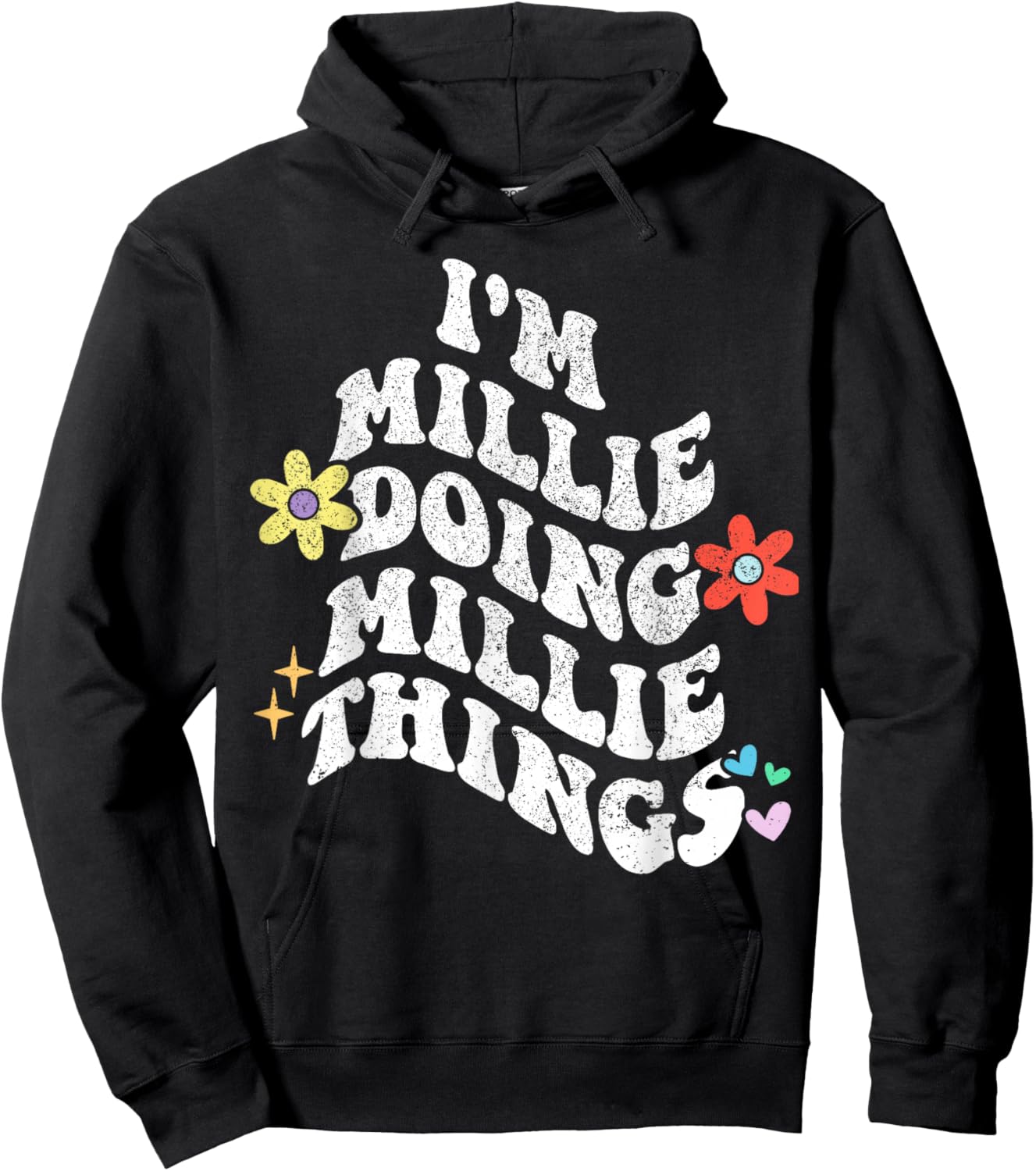 Retro Groovy Im MILLIE Doing MILLIE Things Funny Mother's Hoodie - Hoodie | Black